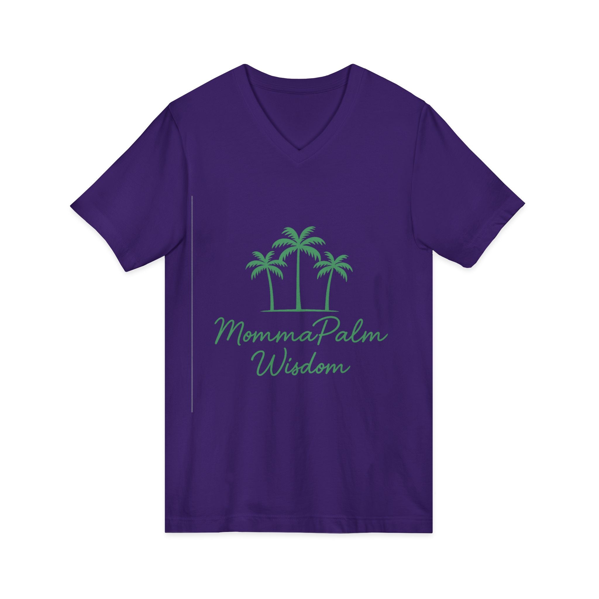 Palm Momma V‑Neck Tee — 'Momma Palm Wisdom' Tropical Cotton Shirt