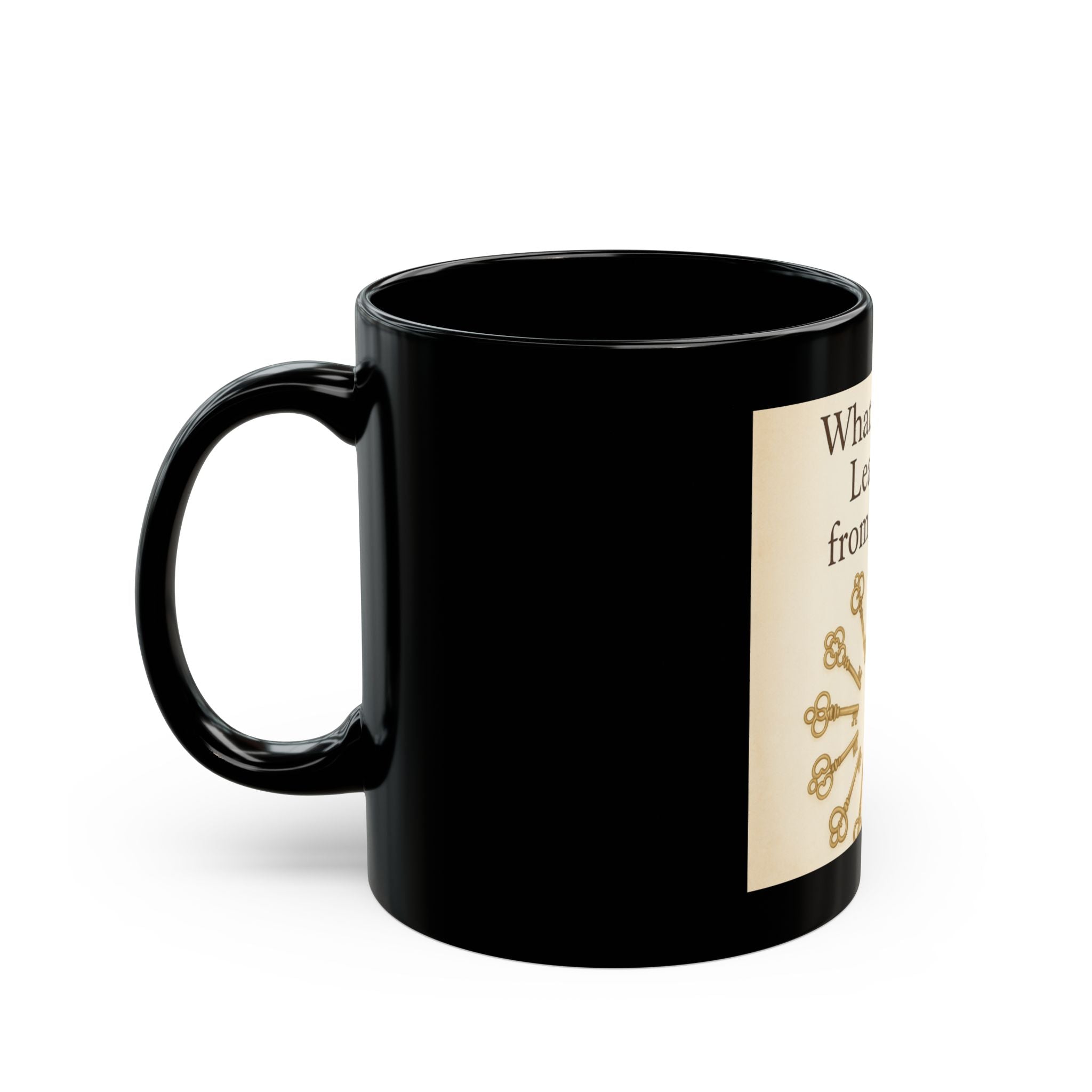 Inspirational Key Design Mug – "What I Have Learned from Living" Black Coffee Cup (11oz/15oz)