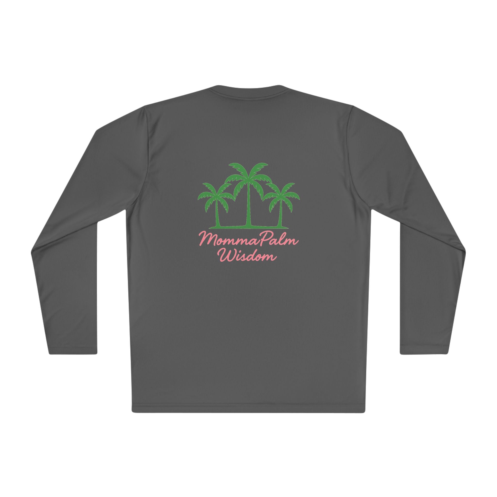 Palm Trio Long Sleeve Tee — “MommaPalm Wisdom” Tropical Graphic