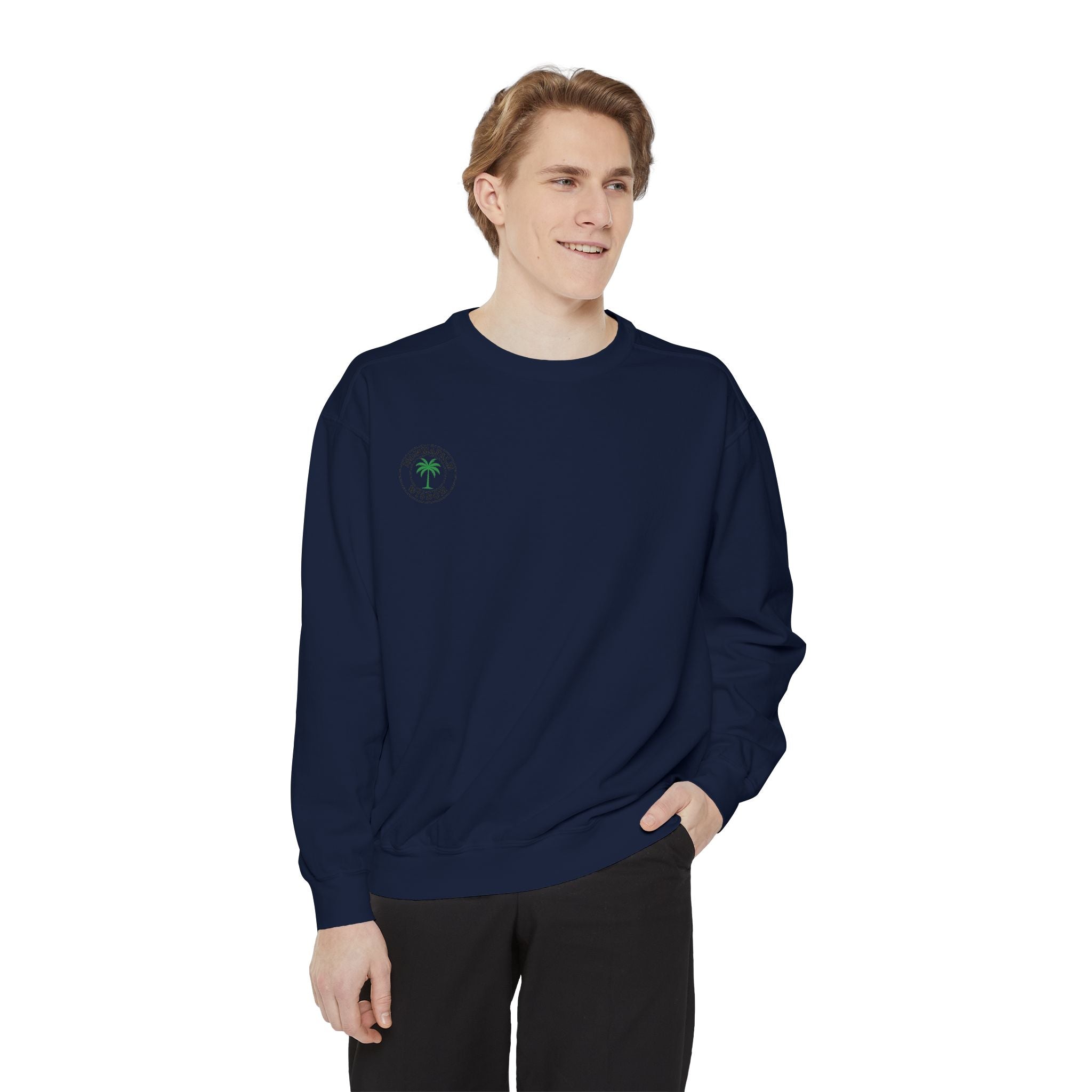 Palm Trio Sweatshirt — Tropical Palm Trees Graphic Crewneck