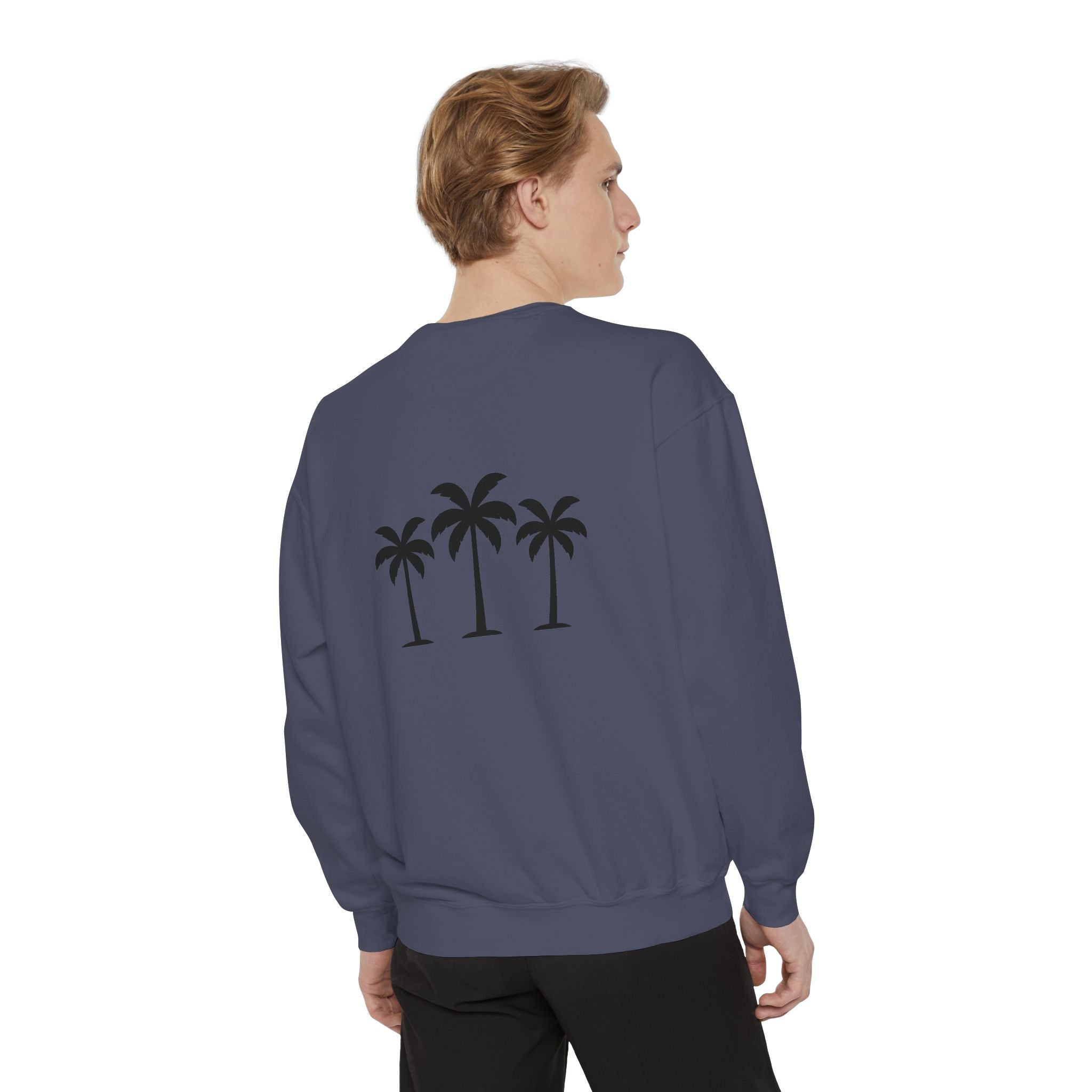 Palm Trio Sweatshirt — Tropical Palm Trees Graphic Crewneck