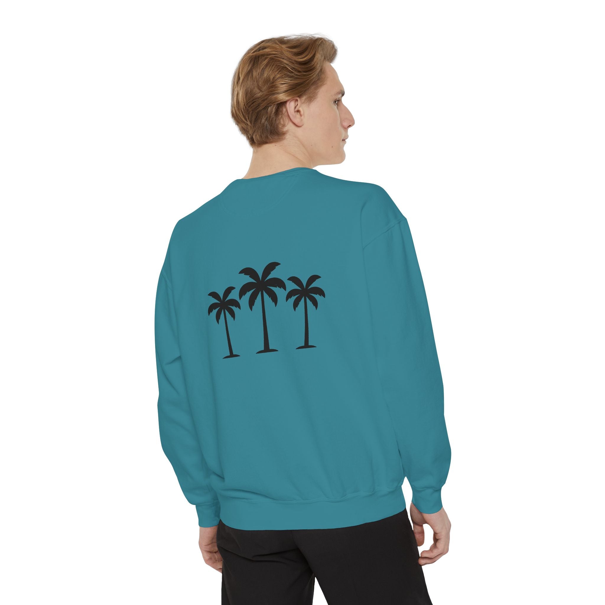 Palm Trio Sweatshirt — Tropical Palm Trees Graphic Crewneck