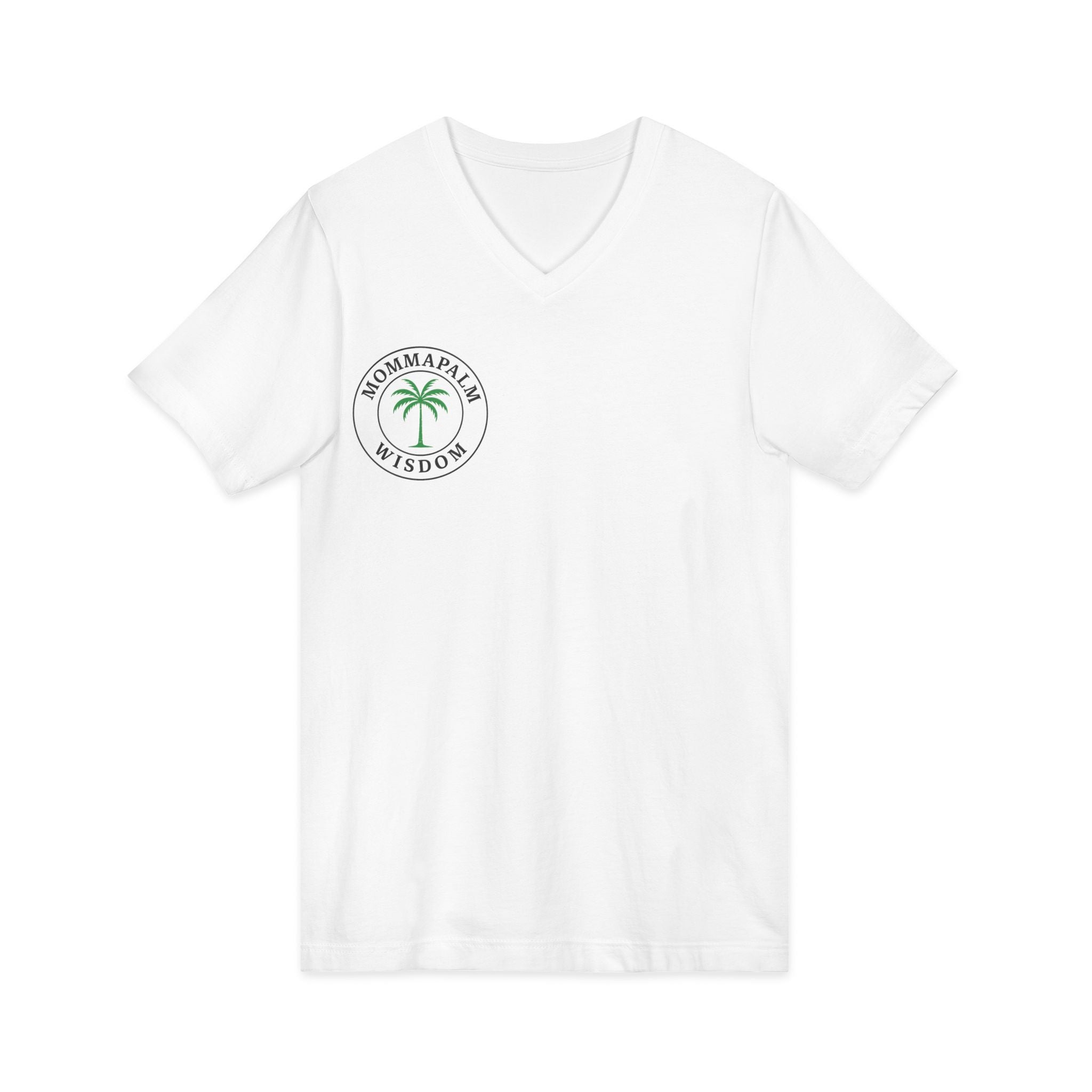 Palm Tree V-Neck Tee — "Nomad Palm Wisdom" Minimal Tropical Graphic Shirt