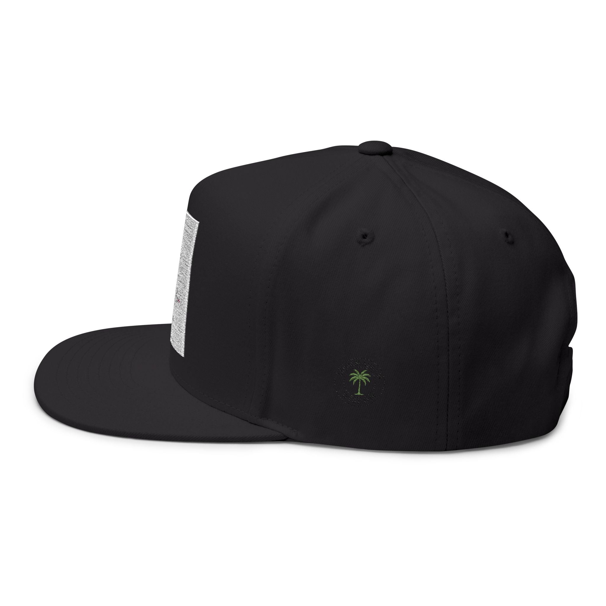 Flat Bill Cap — Embroidered Palm Tree "Tropical Vibes" Snapback