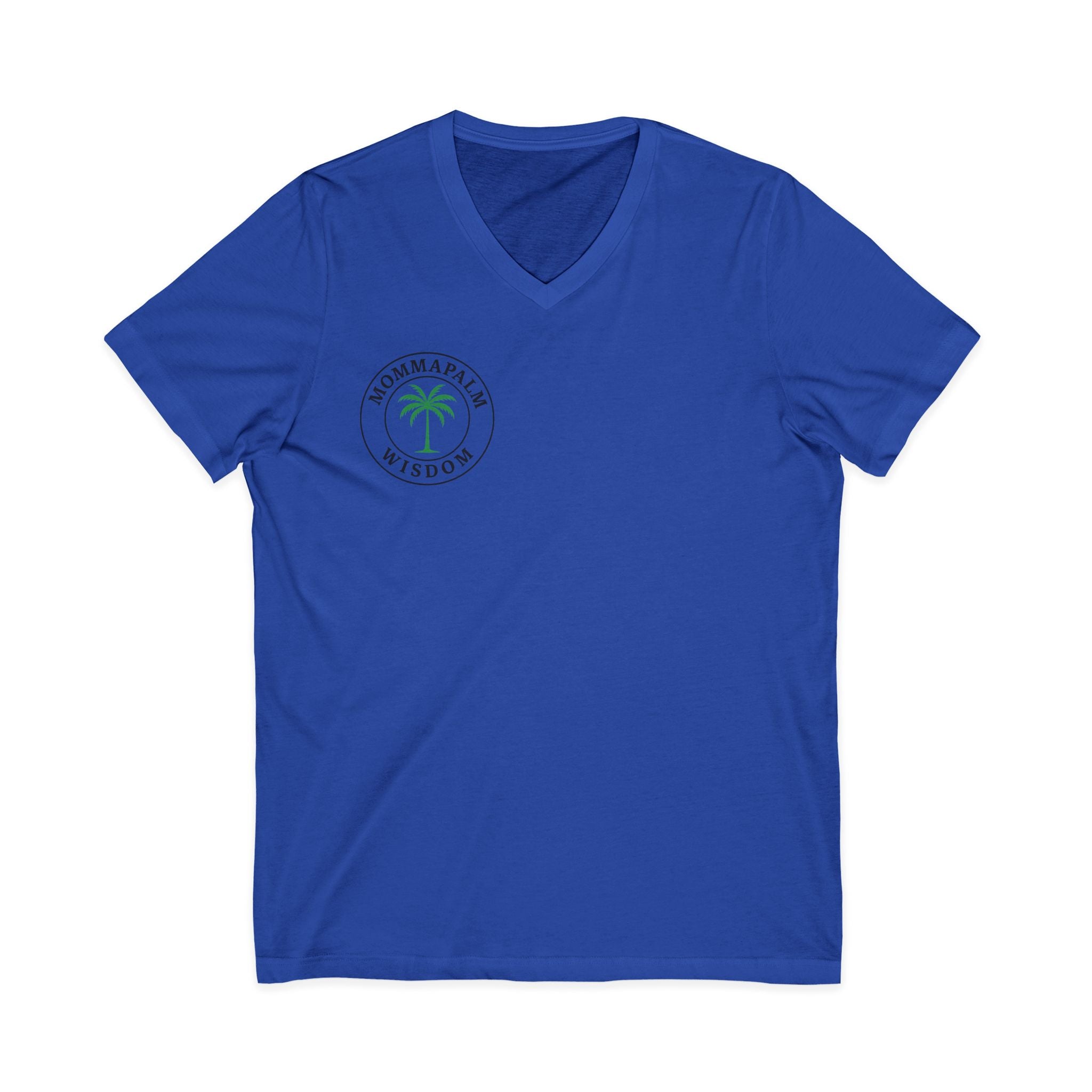 MommaPalm Wisdom V‑Neck Tee — Palm Logo Casual Women's Mom Shirt