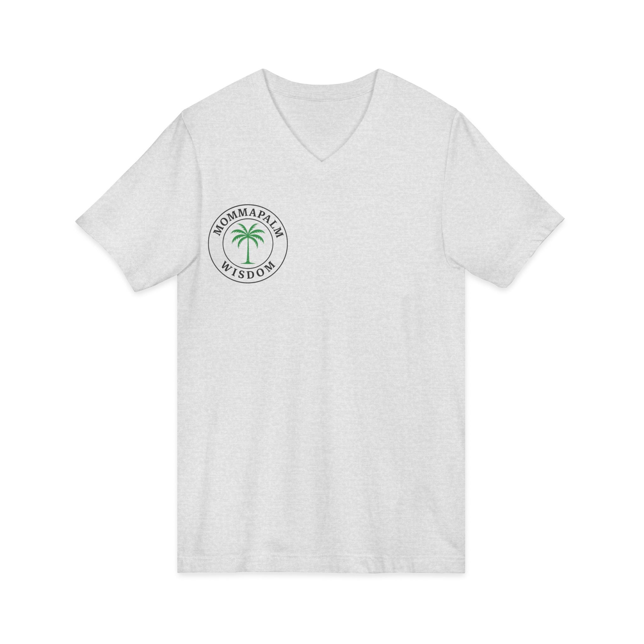 Palm Tree V-Neck Tee — "Nomad Palm Wisdom" Minimal Tropical Graphic Shirt