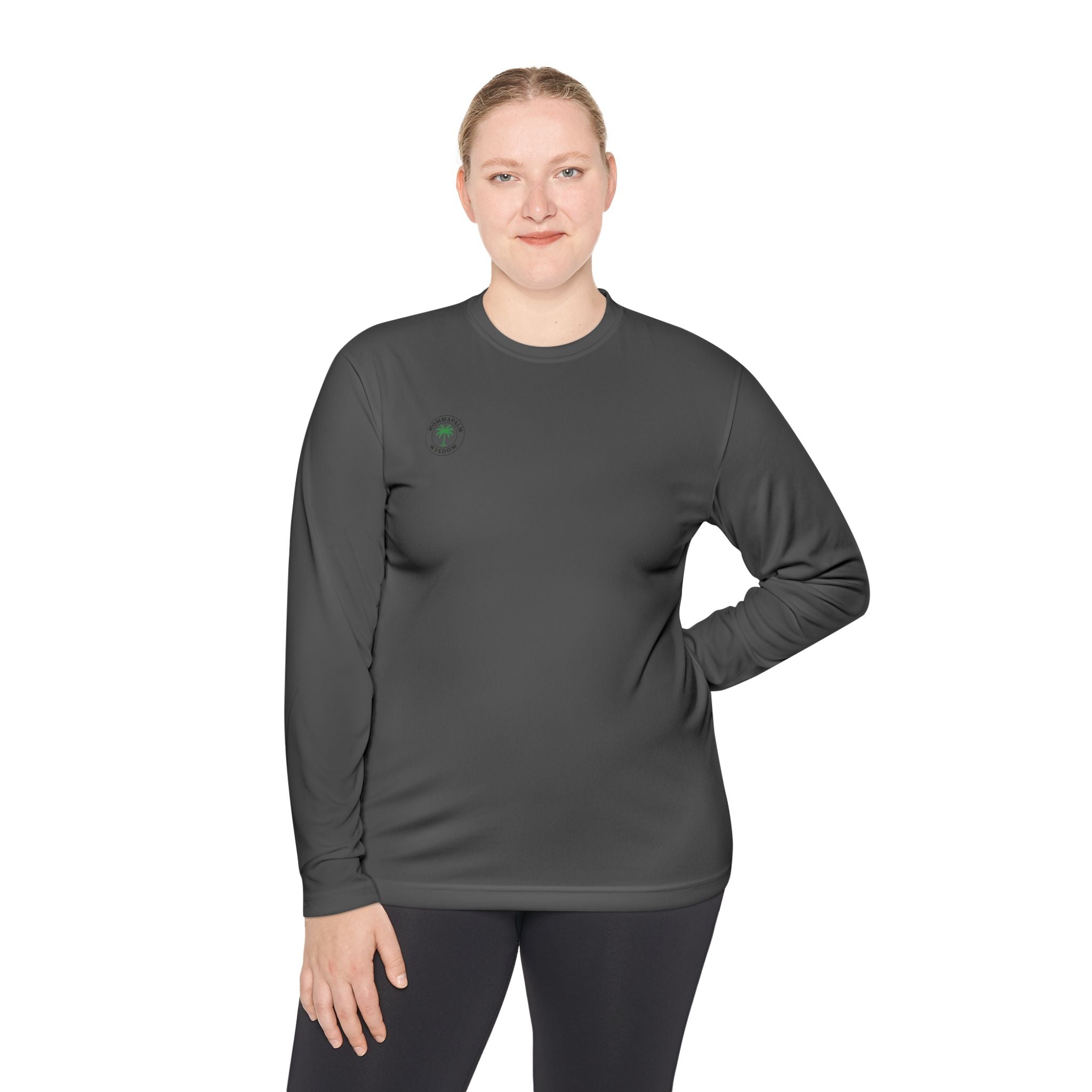 Palm Trio Long Sleeve Tee — “MommaPalm Wisdom” Tropical Graphic