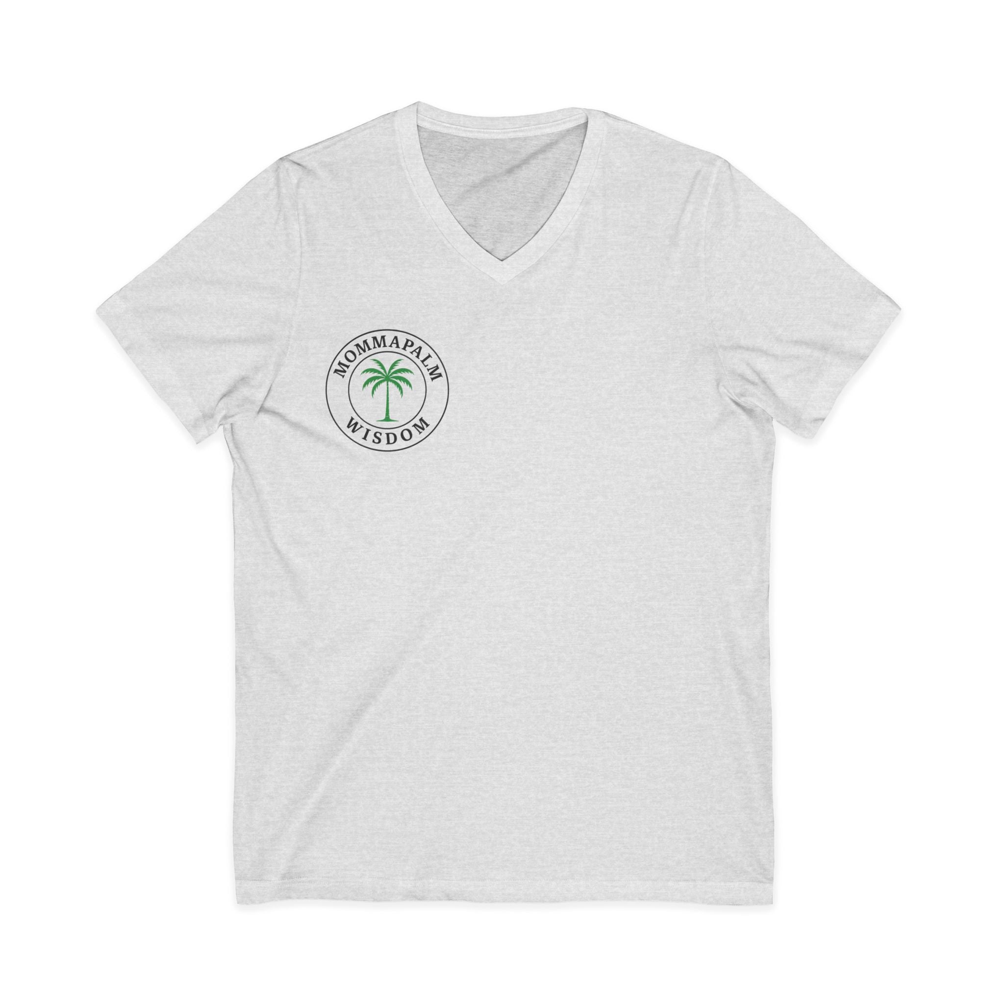 Palm Tree V-Neck Tee — "Nomad Palm Wisdom" Minimal Tropical Graphic Shirt