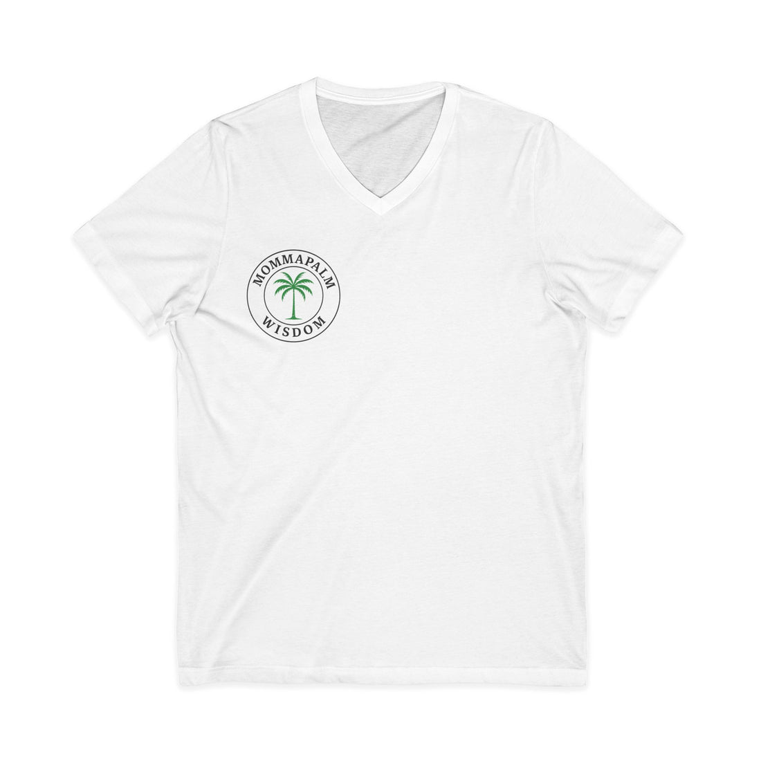 Palm Tree V-Neck Tee — "Nomad Palm Wisdom" Minimal Tropical Graphic Shirt