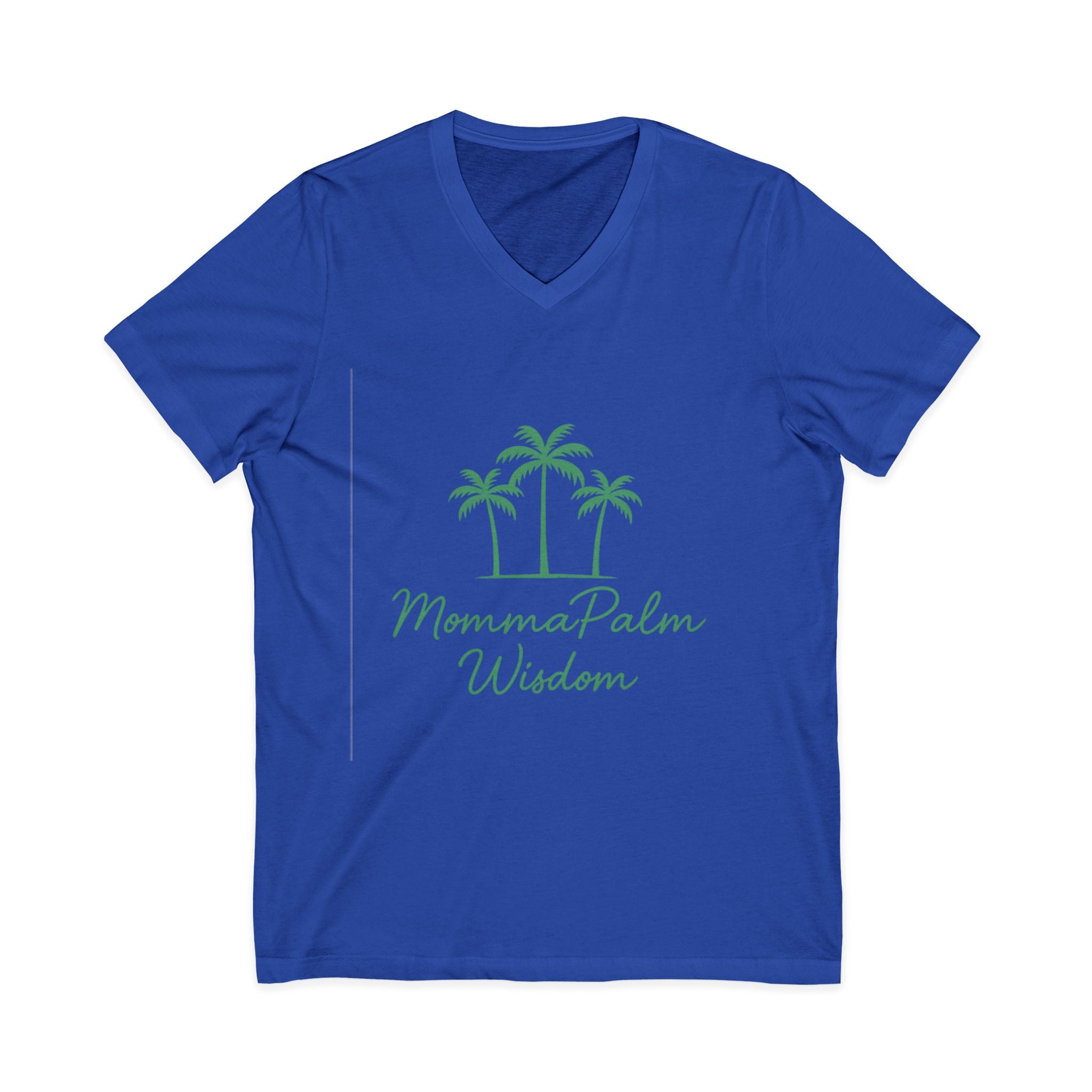 Palm Momma V‑Neck Tee — 'Momma Palm Wisdom' Tropical Cotton Shirt