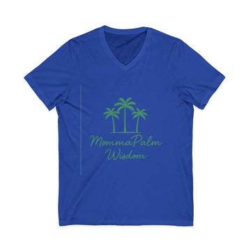 Palm Momma V‑Neck Tee — 'Momma Palm Wisdom' Tropical Cotton Shirt