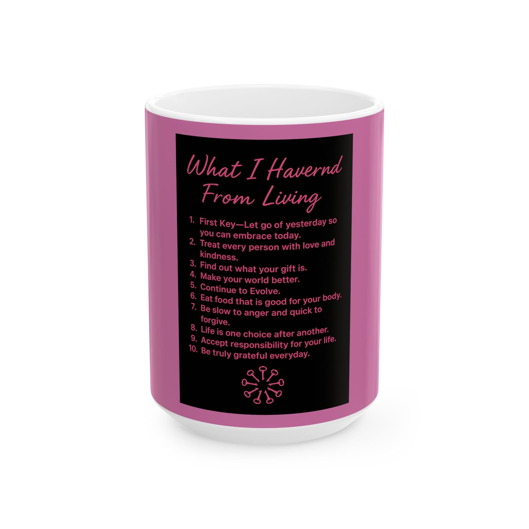 Inspirational 'What I Learned From Living' Ceramic Mug (11oz/15oz) — Motivational Quote Coffee Cup