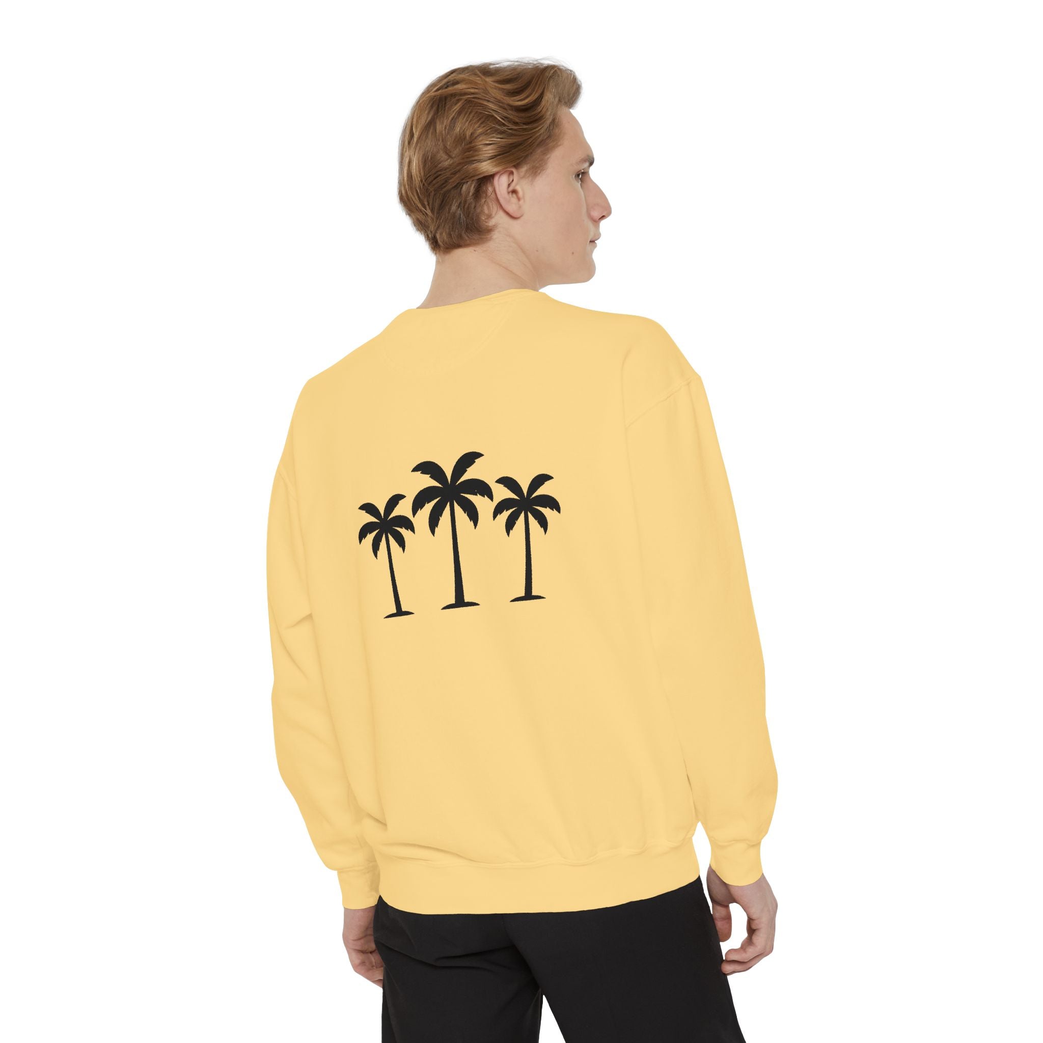Palm Trio Sweatshirt — Tropical Palm Trees Graphic Crewneck