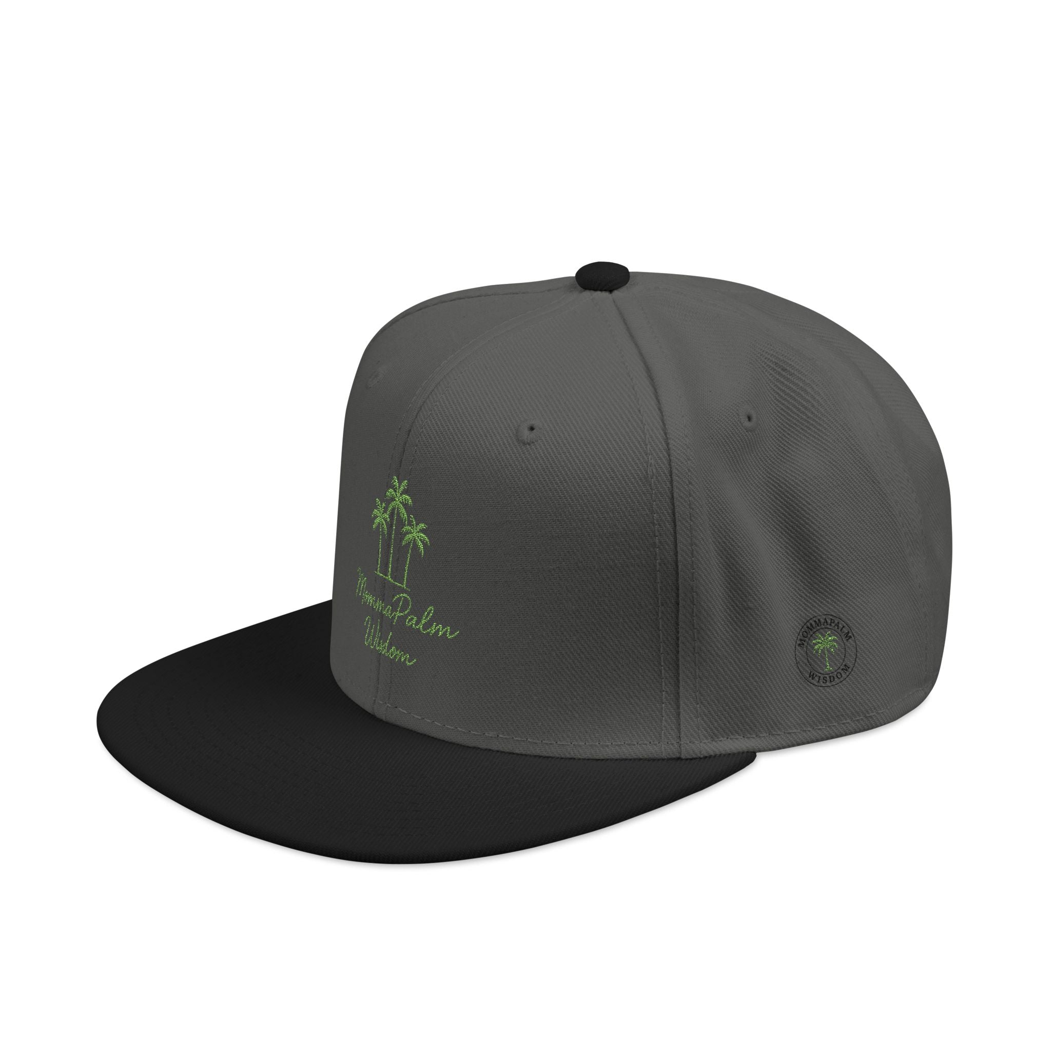 Embroidered Palm Tree Snapback Hat — Tropical Green Accent