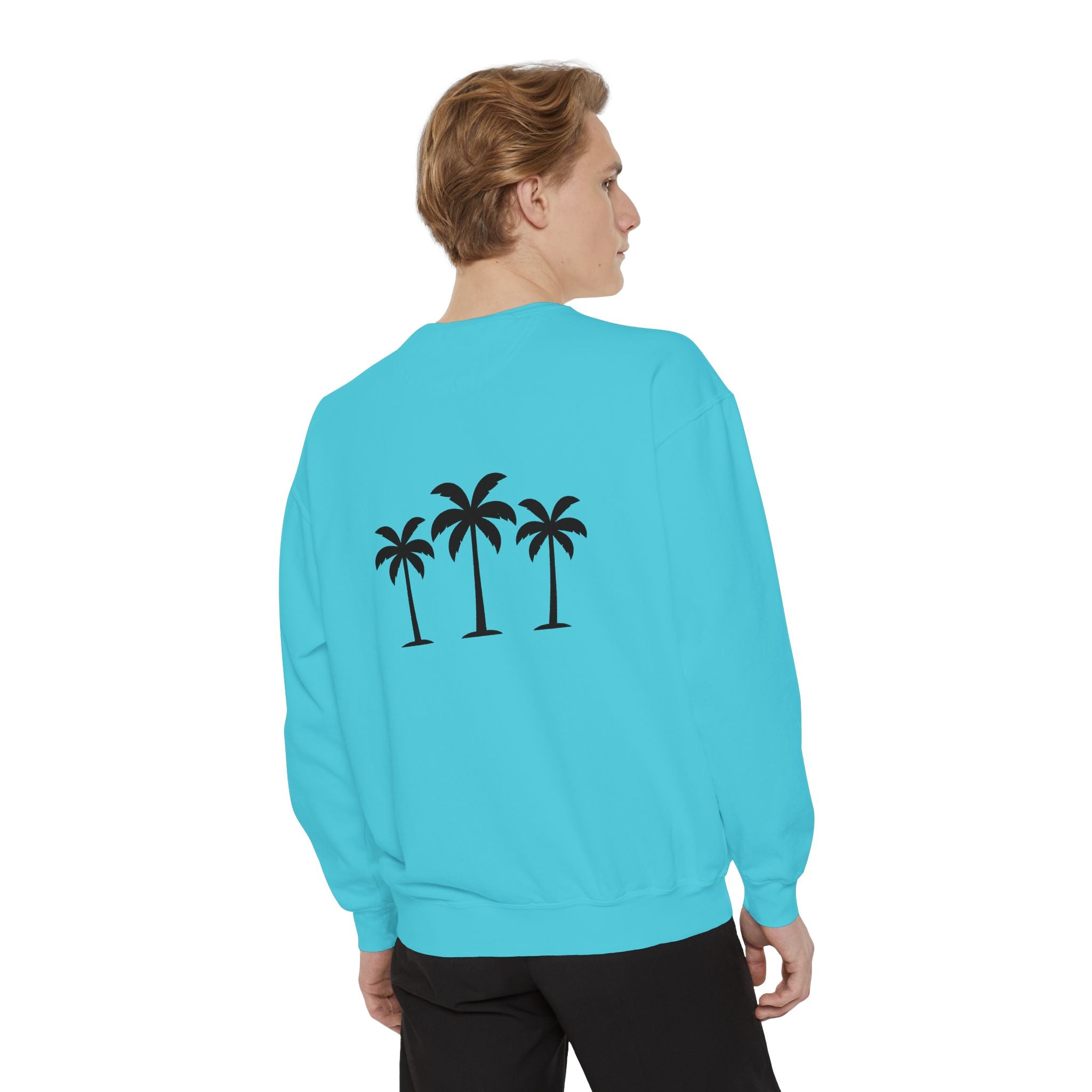 Palm Trio Sweatshirt — Tropical Palm Trees Graphic Crewneck
