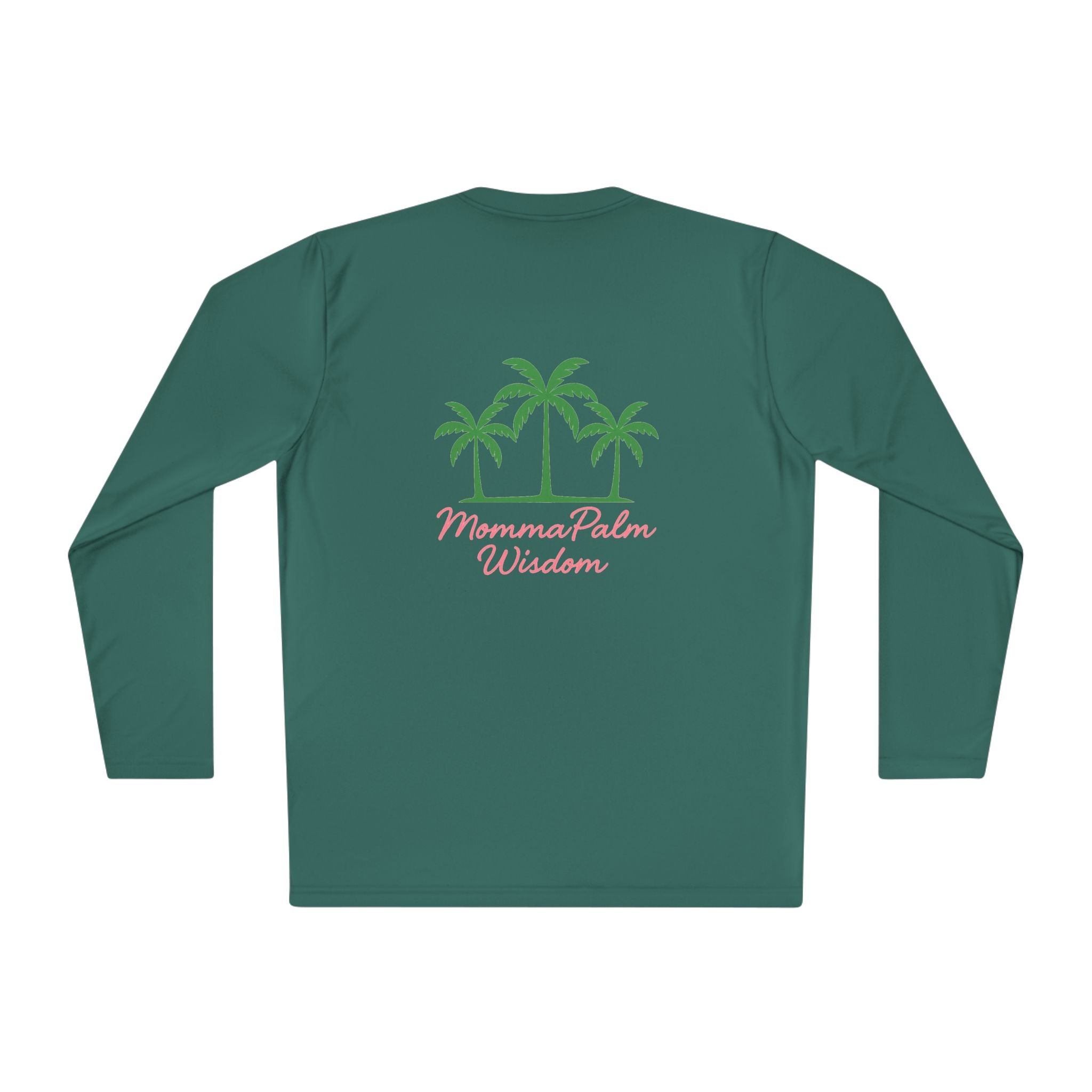 Palm Trio Long Sleeve Tee — “MommaPalm Wisdom” Tropical Graphic