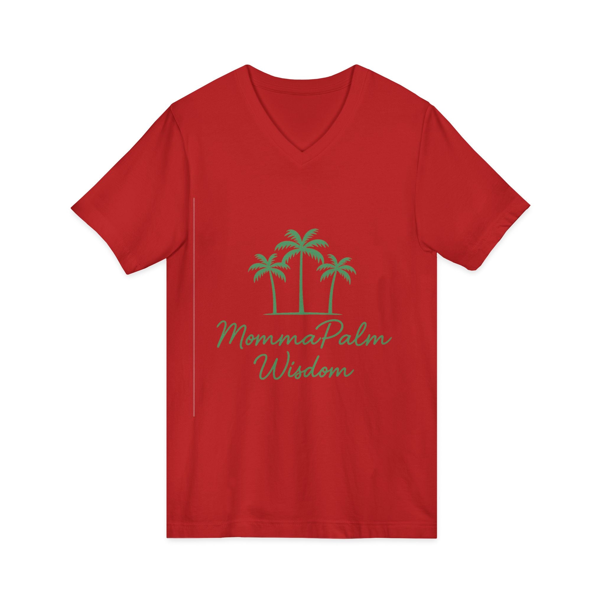 Palm Momma V‑Neck Tee — 'Momma Palm Wisdom' Tropical Cotton Shirt