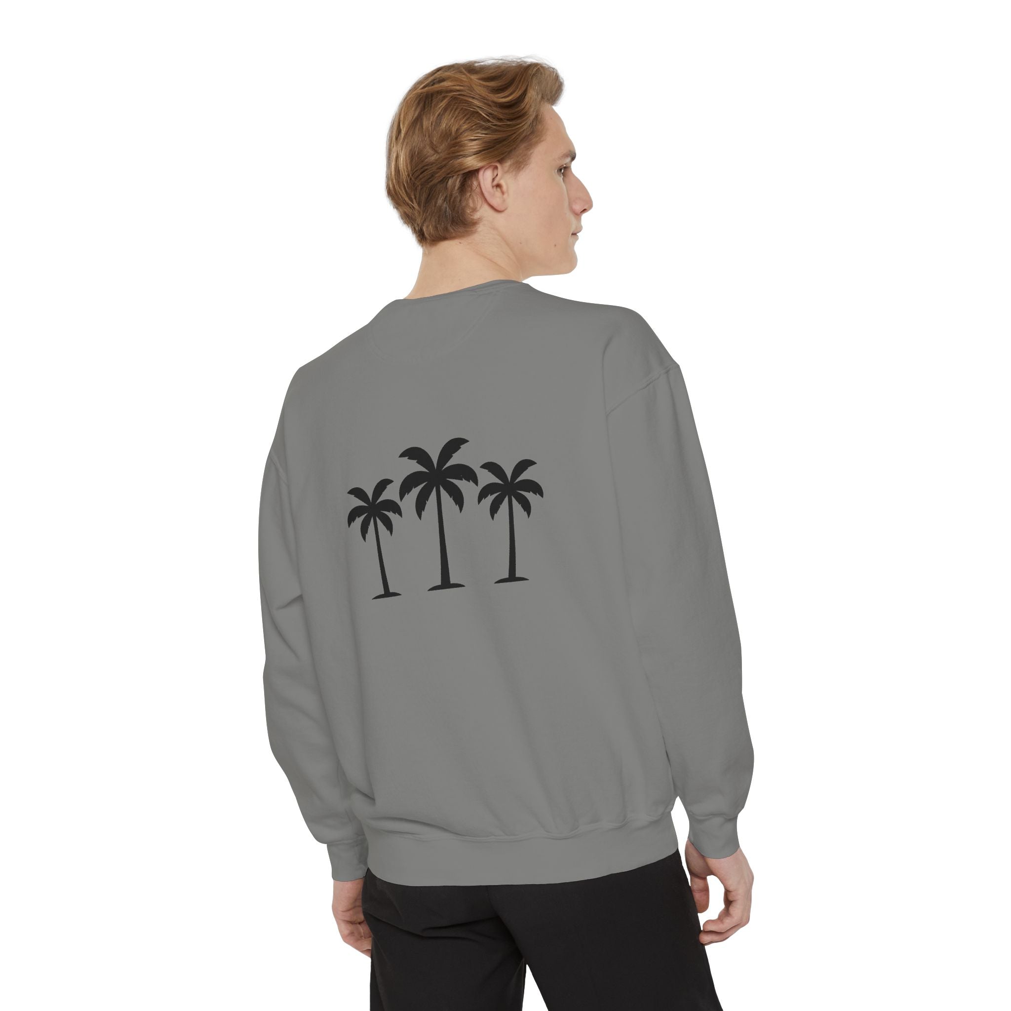 Palm Trio Sweatshirt — Tropical Palm Trees Graphic Crewneck