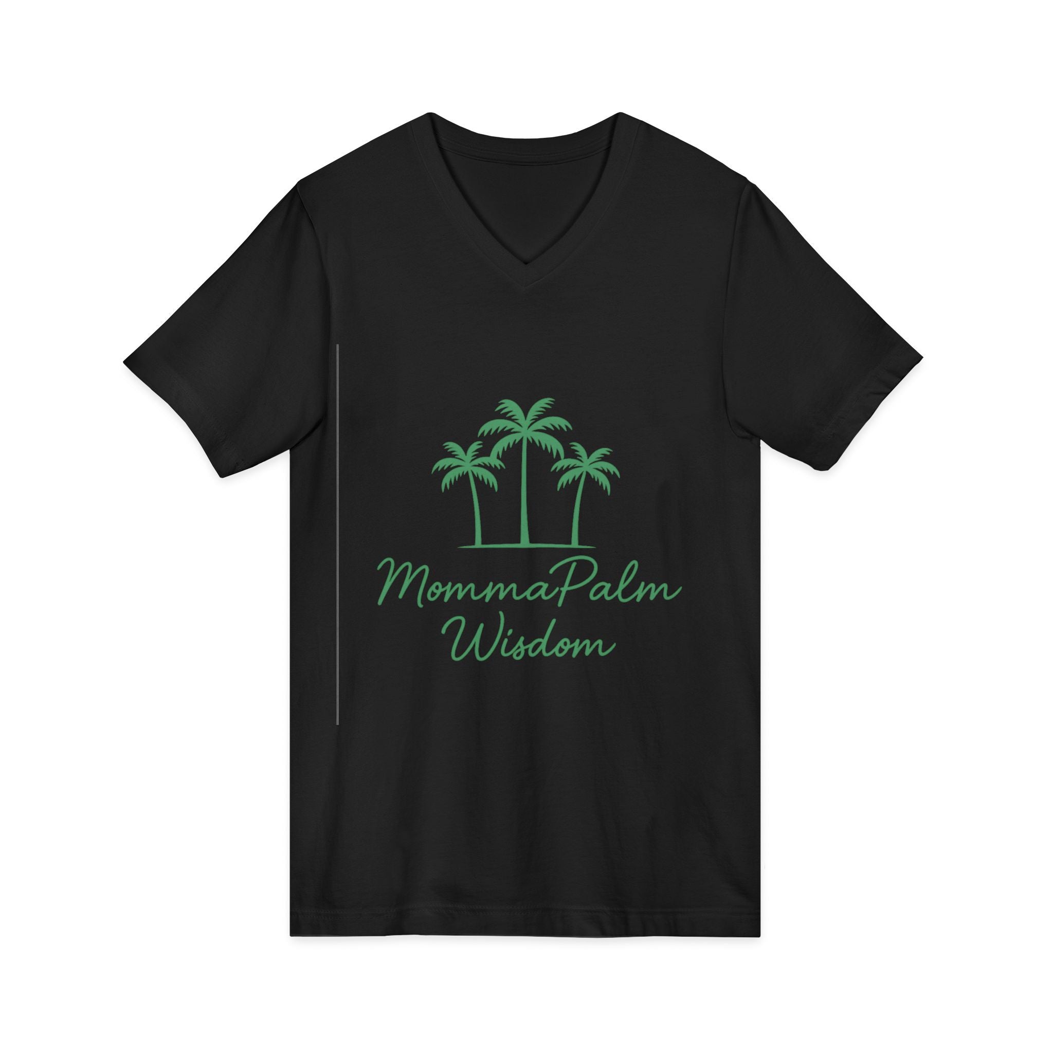 Palm Momma V‑Neck Tee — 'Momma Palm Wisdom' Tropical Cotton Shirt