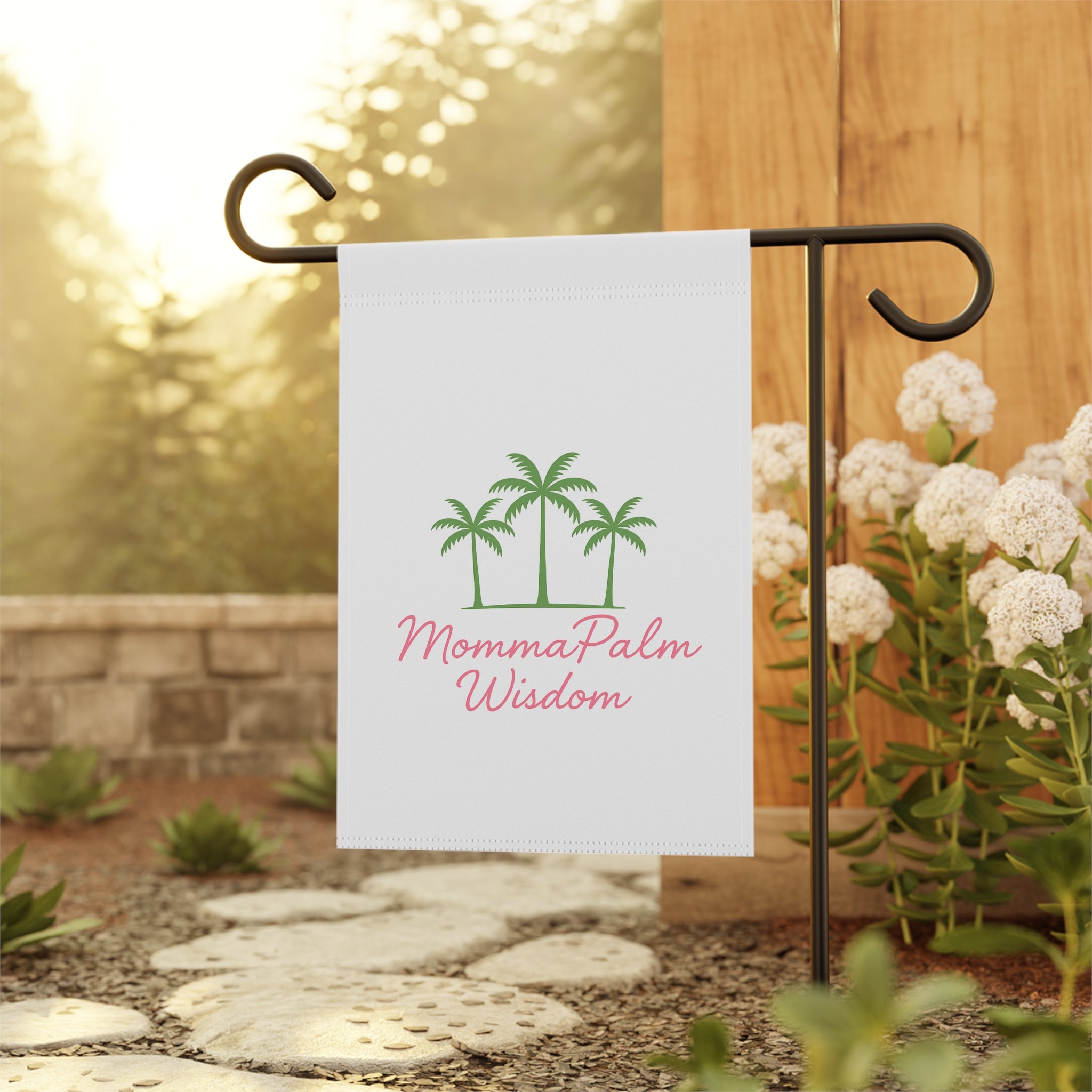 Garden Flag — "MommaPalm Wisdom" Tropical Palm Yard Banner