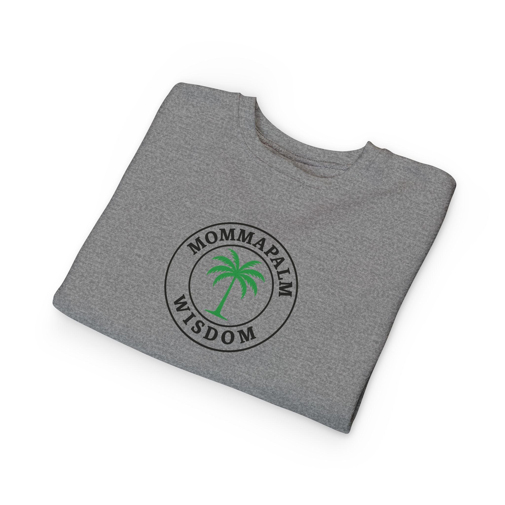 Toddler Sweatshirt — "Momma Palm Wisdom" Palm Tree Graphic Cozy Crewneck