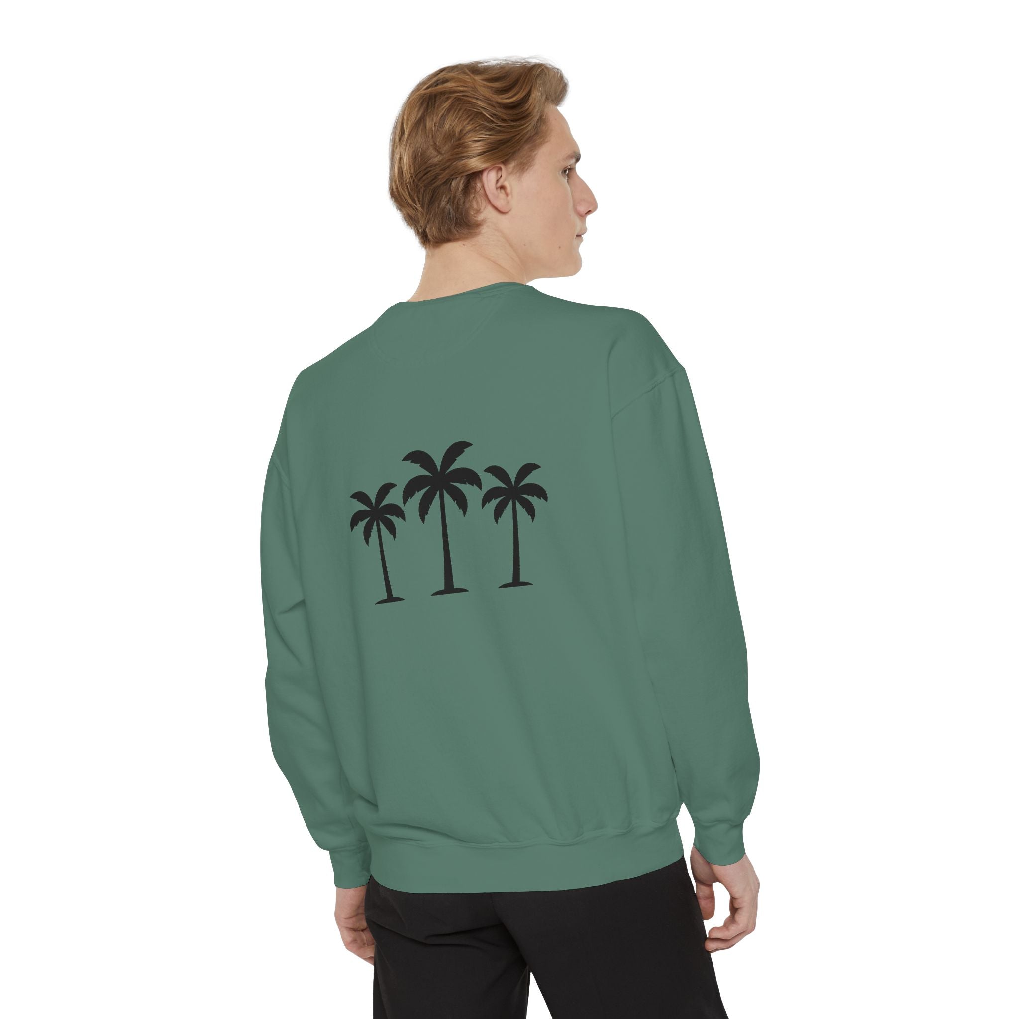 Palm Trio Sweatshirt — Tropical Palm Trees Graphic Crewneck