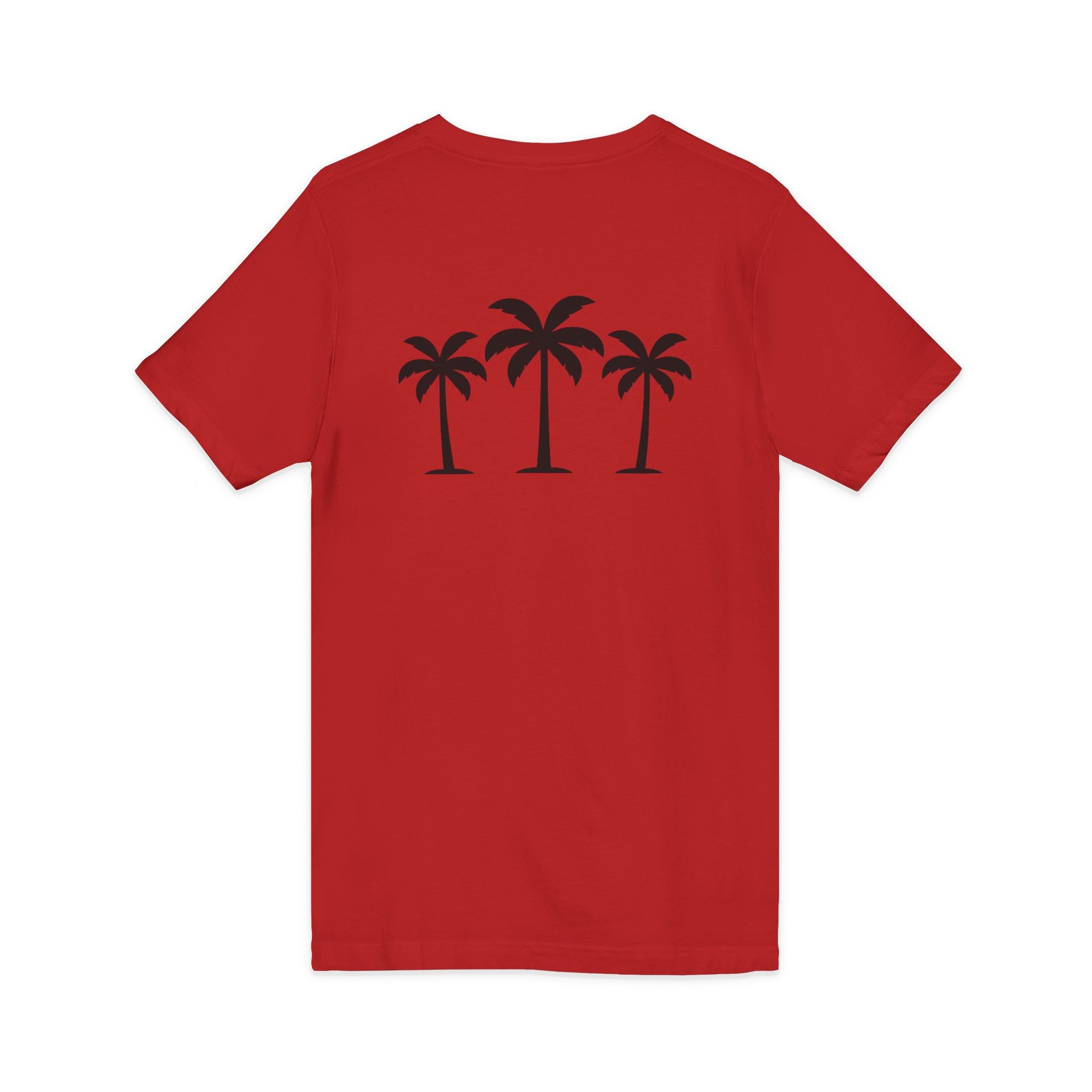 Palm Tree V-Neck Tee — "Nomad Palm Wisdom" Minimal Tropical Graphic Shirt