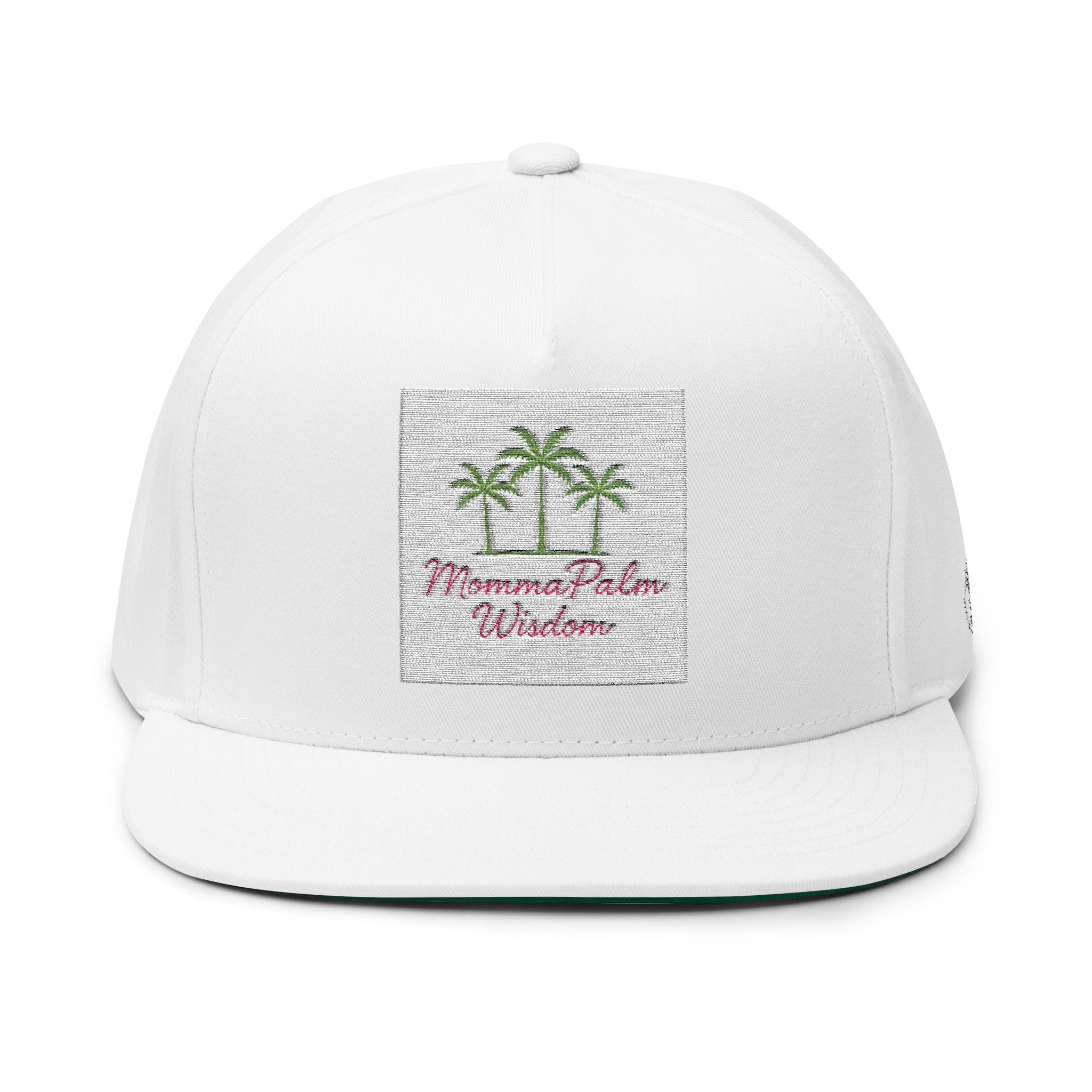 Palm Tree Embroidered Flat Bill Cap — Tropical Vacation Snapback