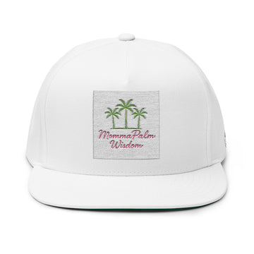 Palm Tree Embroidered Flat Bill Cap — Tropical Vacation Snapback
