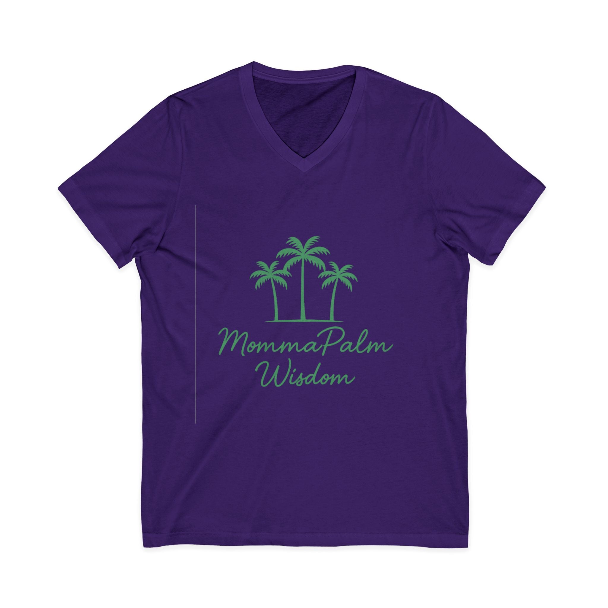 Palm Momma V‑Neck Tee — 'Momma Palm Wisdom' Tropical Cotton Shirt