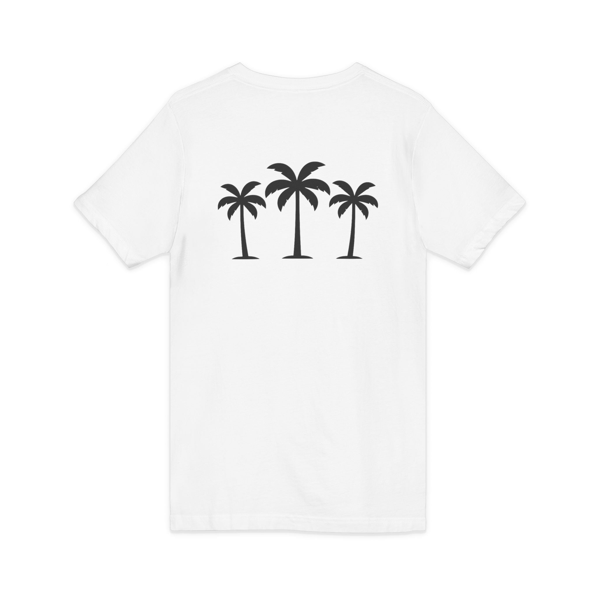 Palm Tree V-Neck Tee — "Nomad Palm Wisdom" Minimal Tropical Graphic Shirt