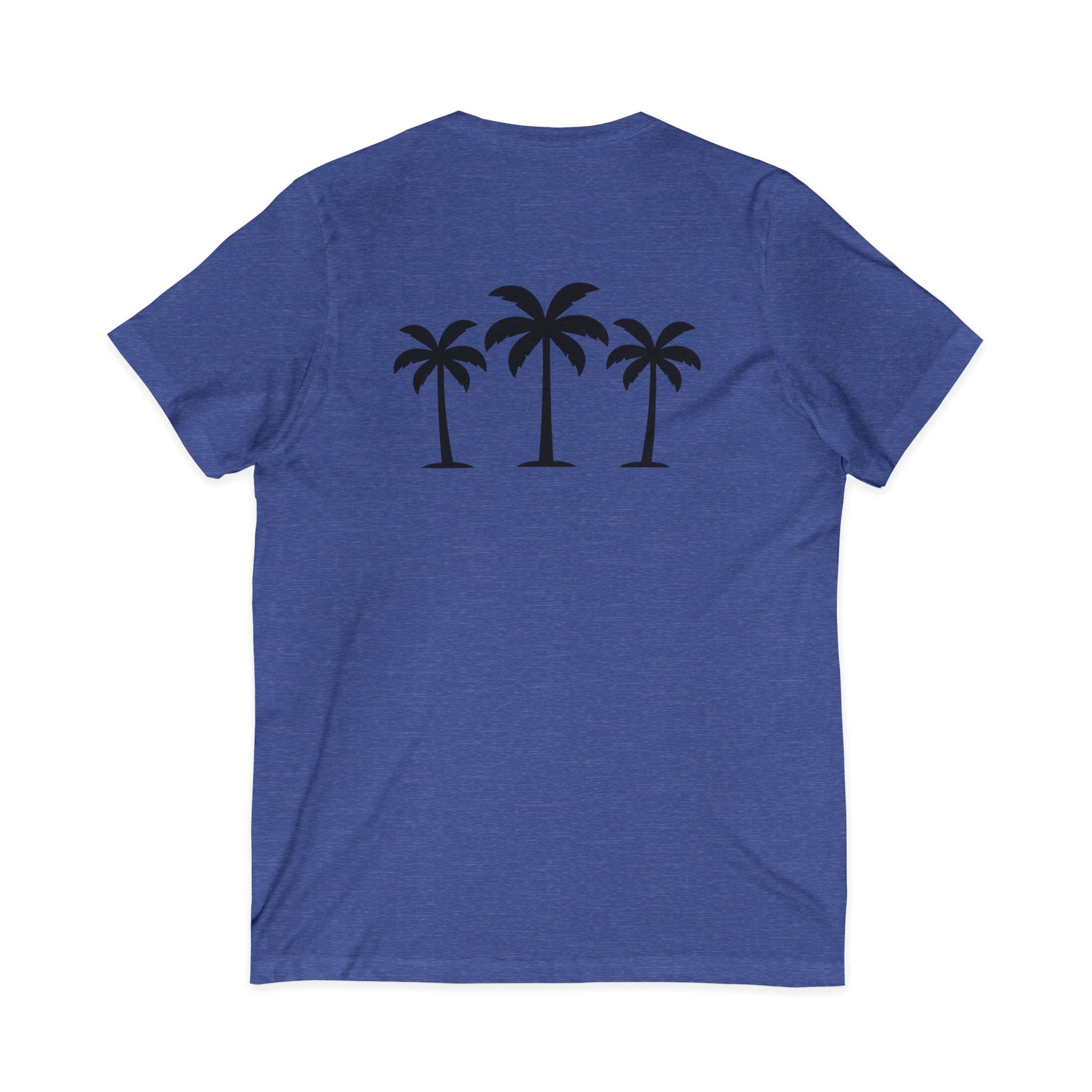 Palm Tree V-Neck Tee — "Nomad Palm Wisdom" Minimal Tropical Graphic Shirt