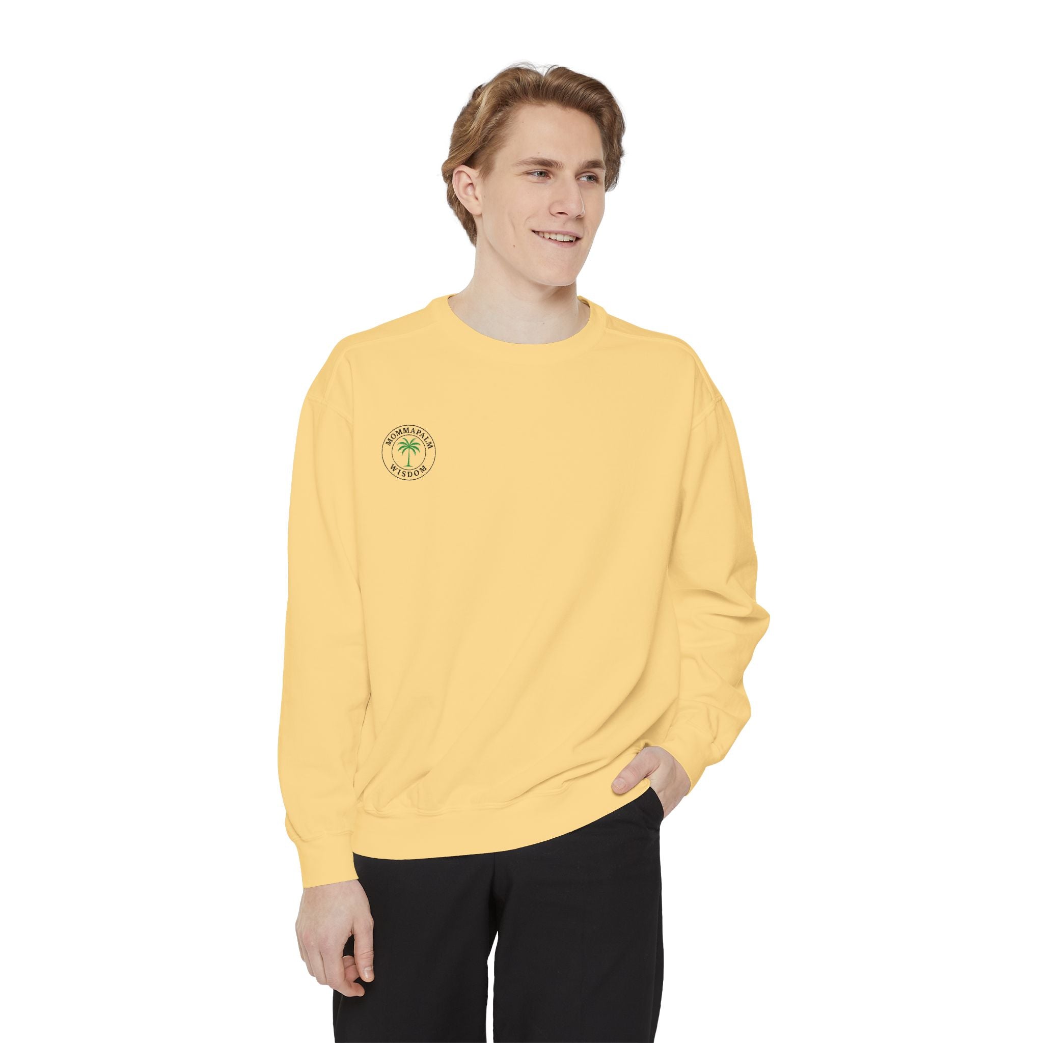 Palm Trio Sweatshirt — Tropical Palm Trees Graphic Crewneck