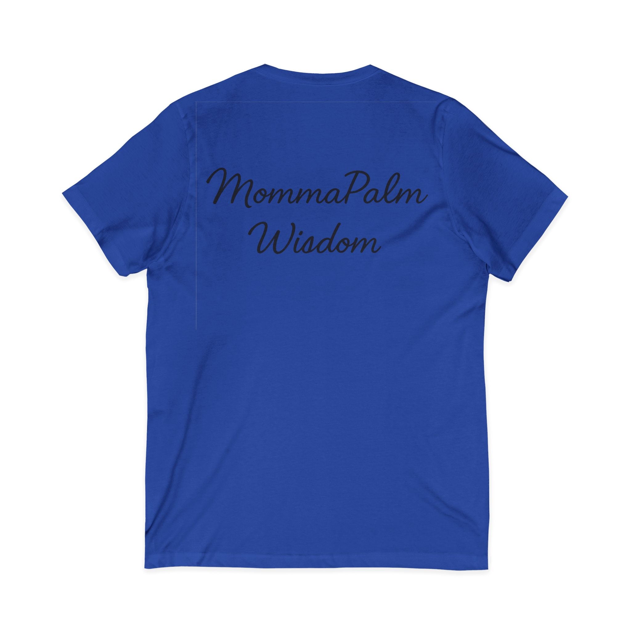 MommaPalm Wisdom V‑Neck Tee — Palm Logo Casual Women's Mom Shirt