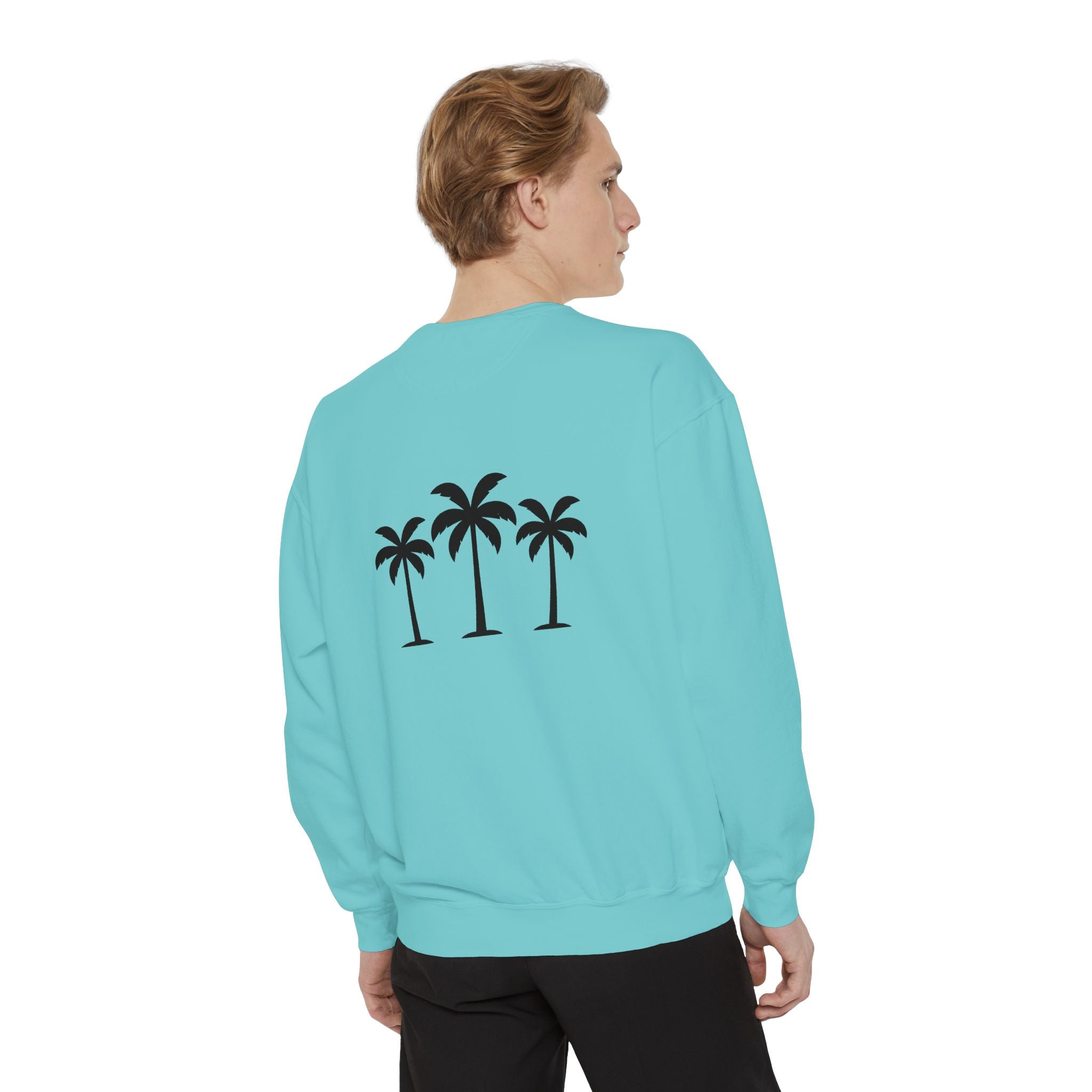 Palm Trio Sweatshirt — Tropical Palm Trees Graphic Crewneck