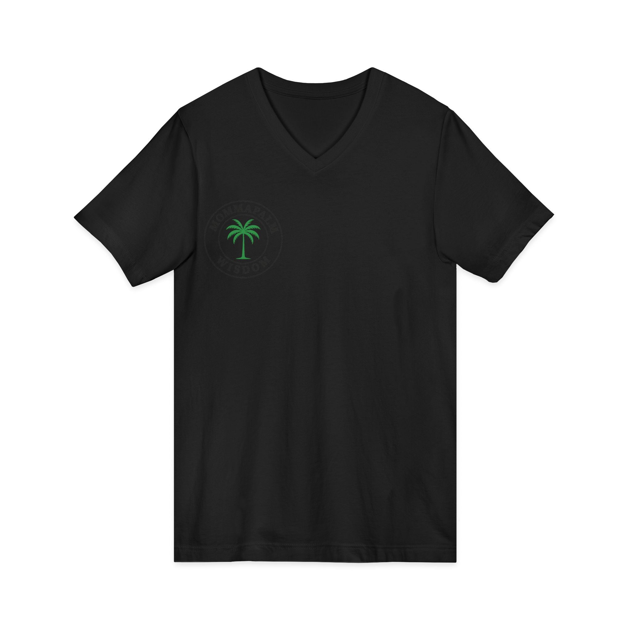 Palm Tree V-Neck Tee — "Nomad Palm Wisdom" Minimal Tropical Graphic Shirt