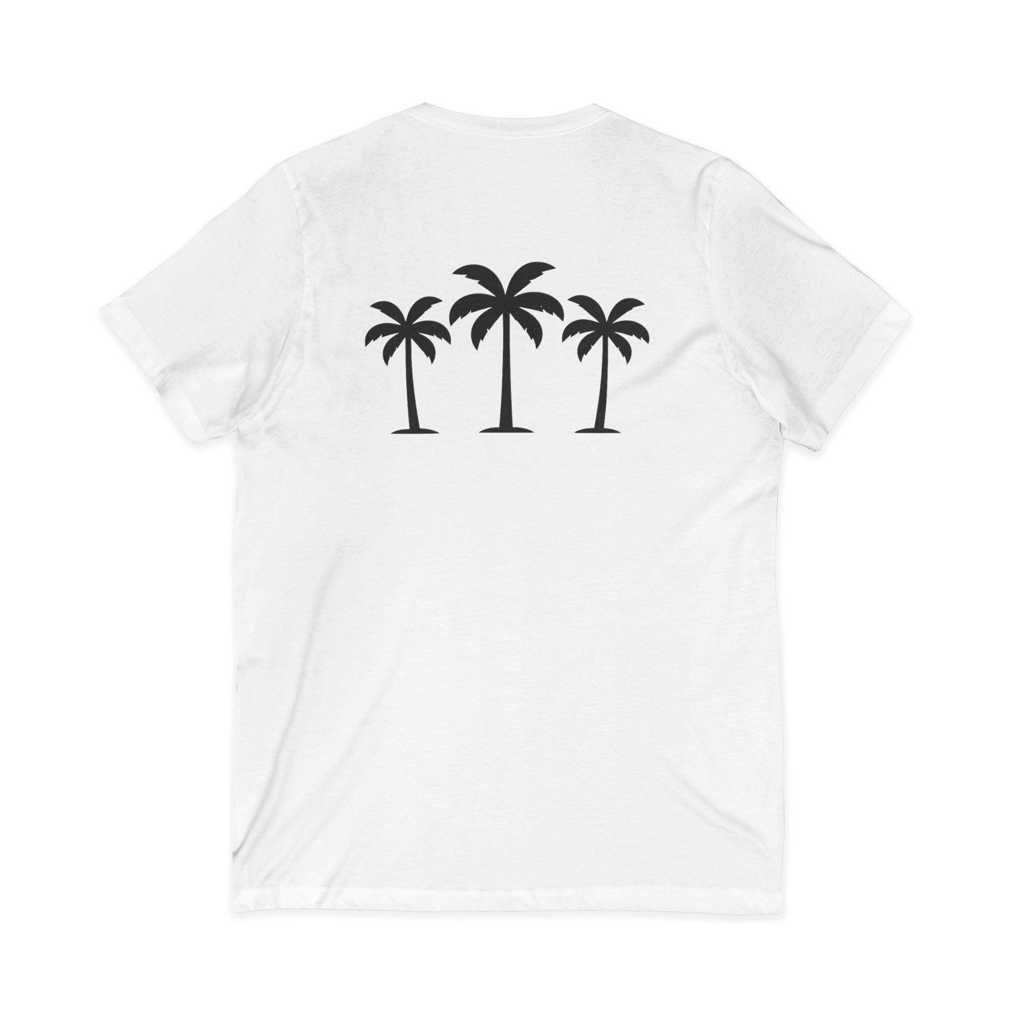 Palm Tree V-Neck Tee — "Nomad Palm Wisdom" Minimal Tropical Graphic Shirt