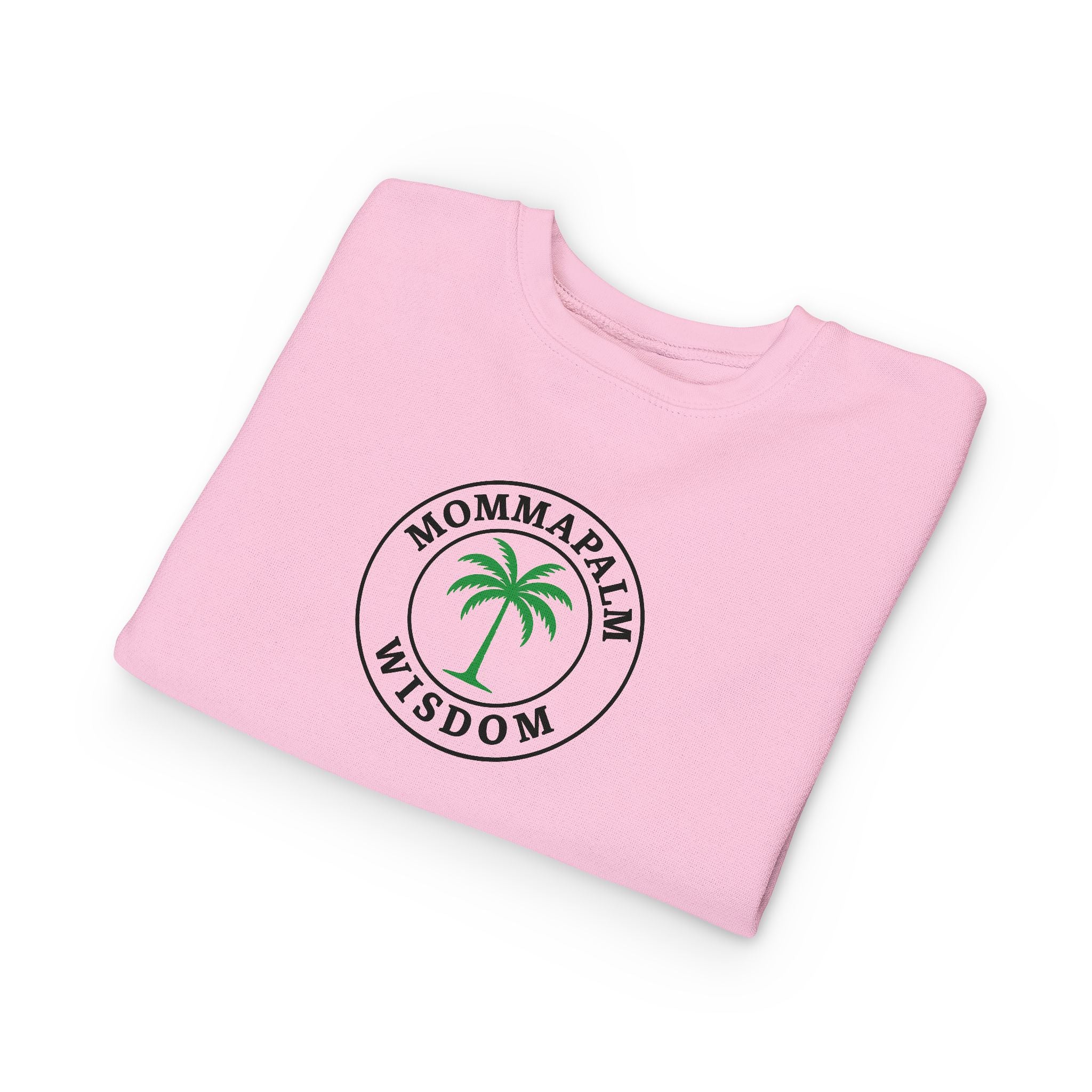 Toddler Sweatshirt — "Momma Palm Wisdom" Palm Tree Graphic Cozy Crewneck