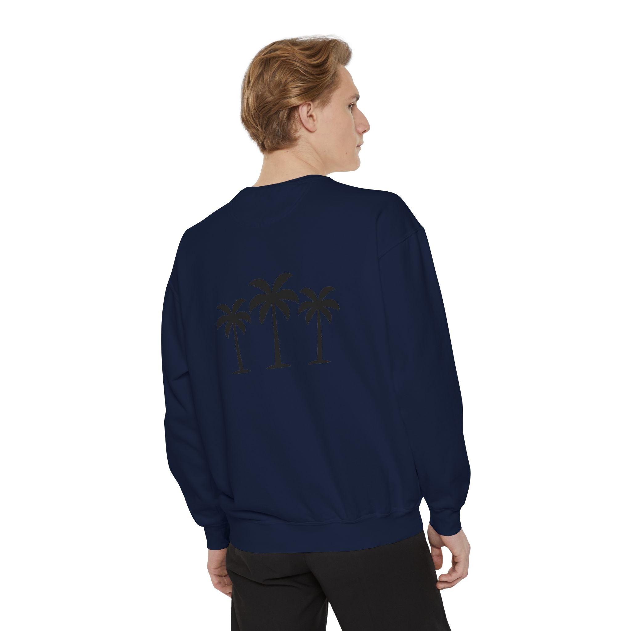 Palm Trio Sweatshirt — Tropical Palm Trees Graphic Crewneck