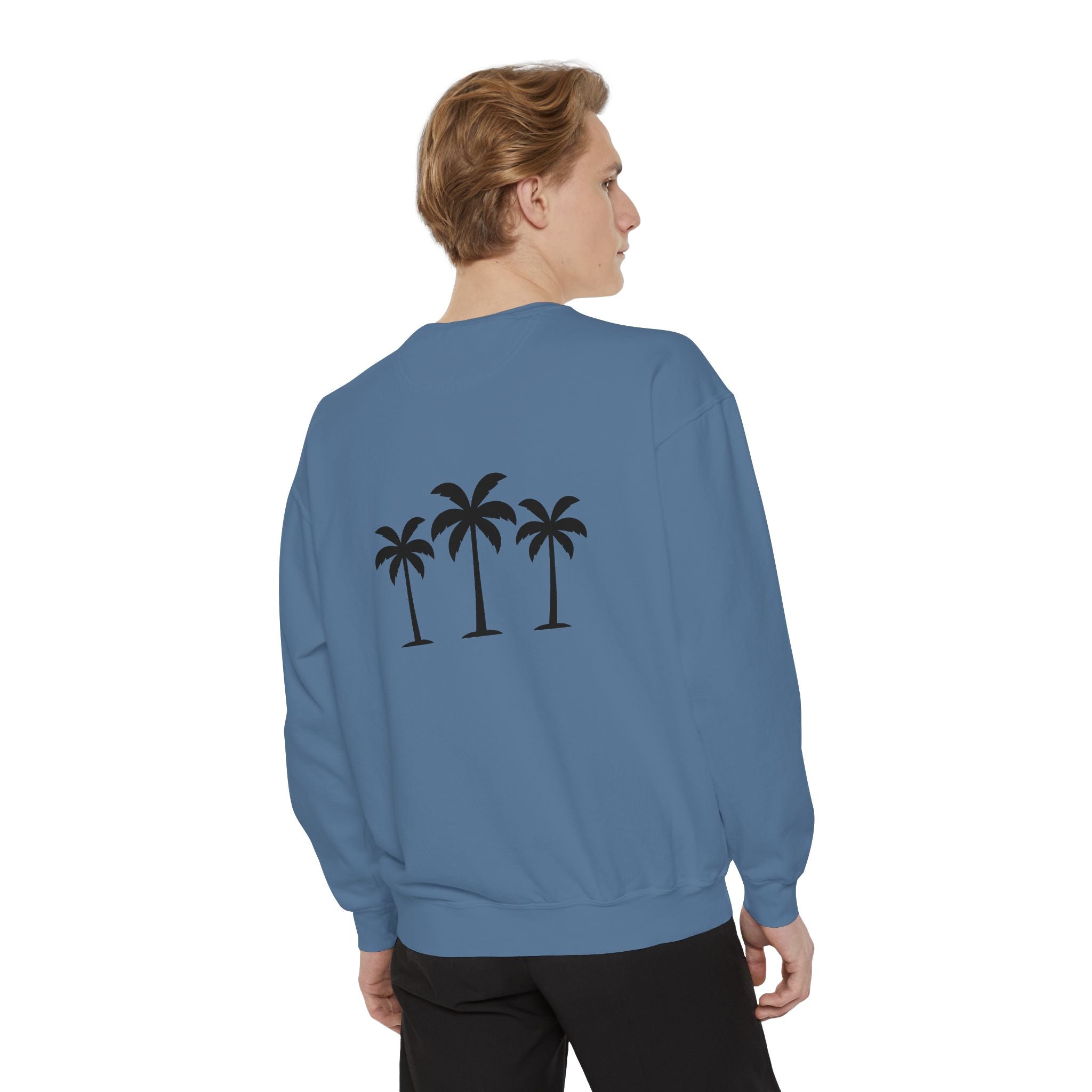 Palm Trio Sweatshirt — Tropical Palm Trees Graphic Crewneck