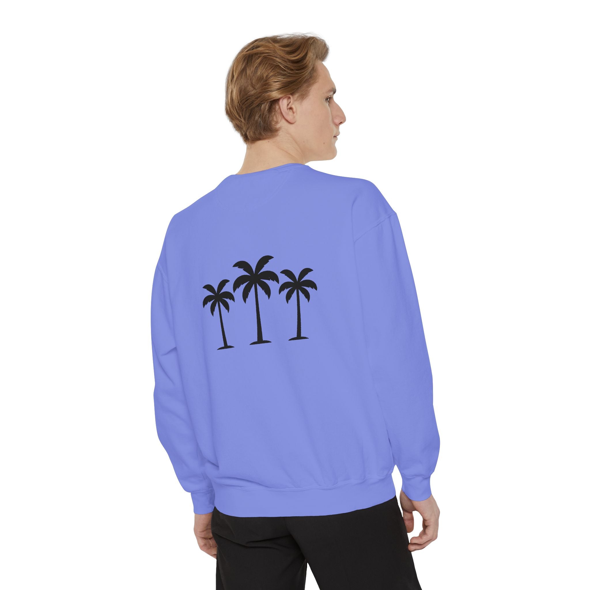 Palm Trio Sweatshirt — Tropical Palm Trees Graphic Crewneck
