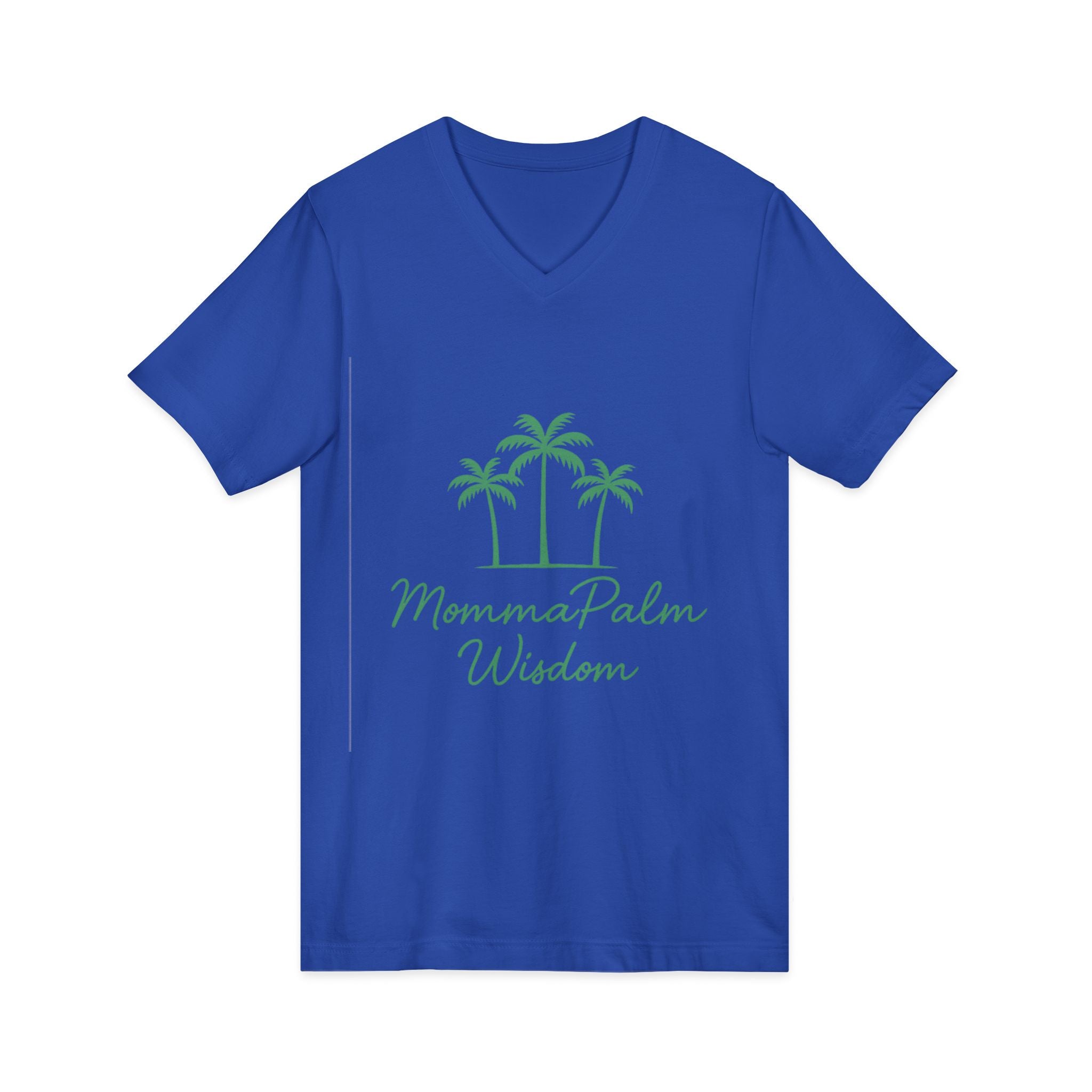 Palm Momma V‑Neck Tee — 'Momma Palm Wisdom' Tropical Cotton Shirt