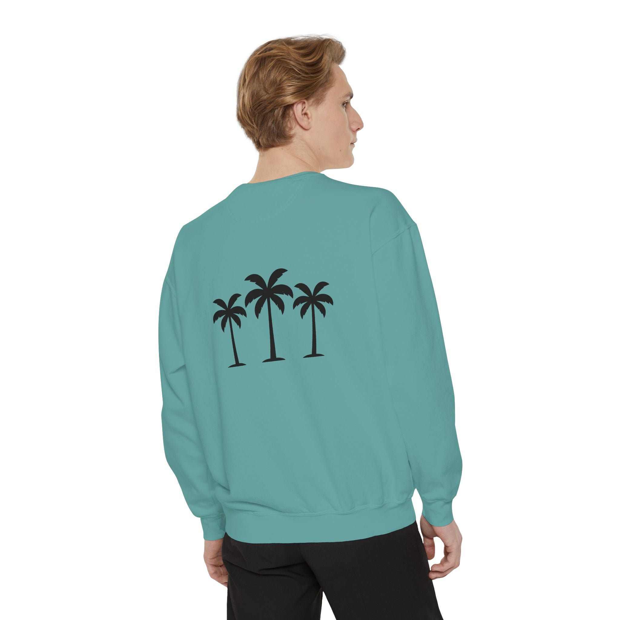 Palm Trio Sweatshirt — Tropical Palm Trees Graphic Crewneck