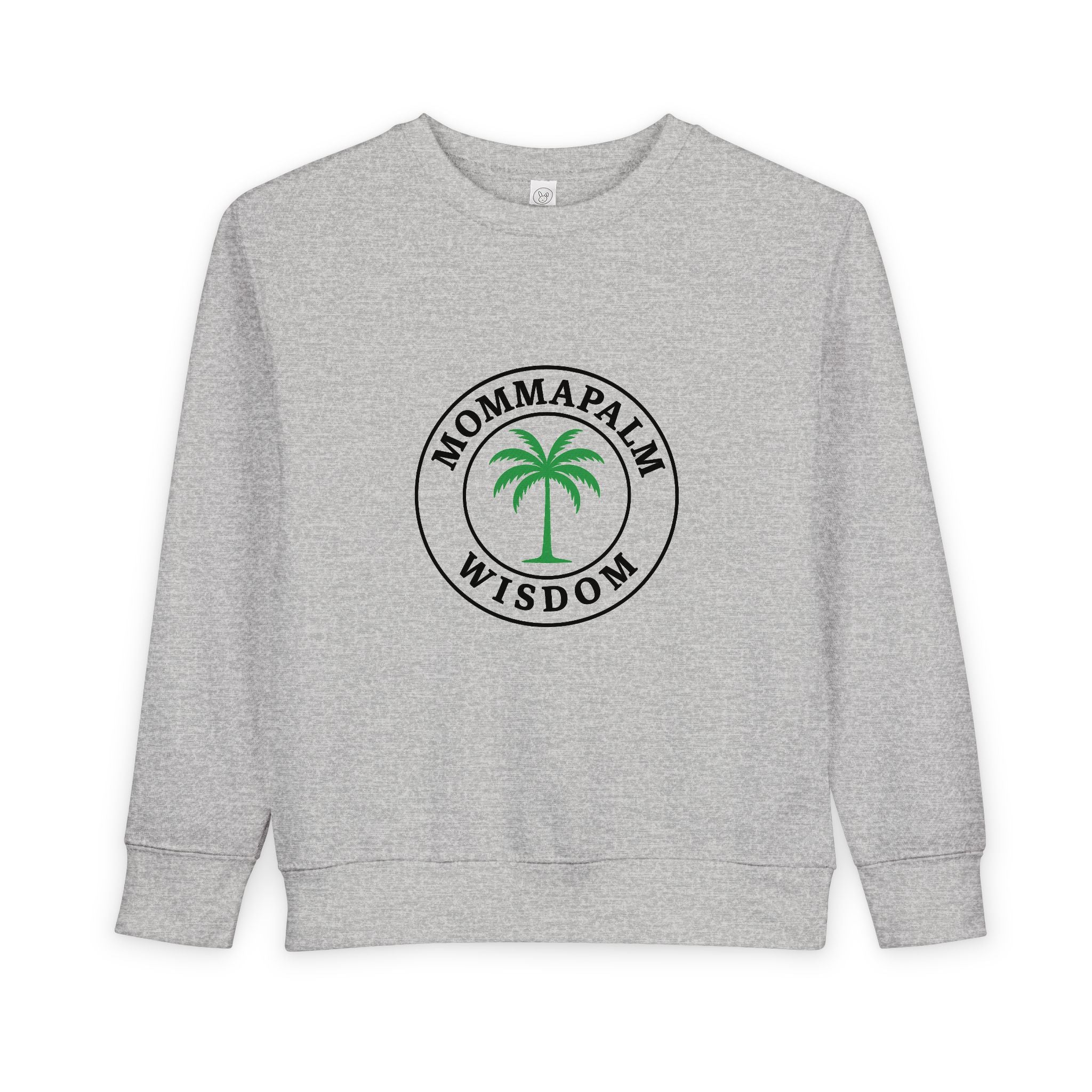 Toddler Sweatshirt — "Momma Palm Wisdom" Palm Tree Graphic Cozy Crewneck