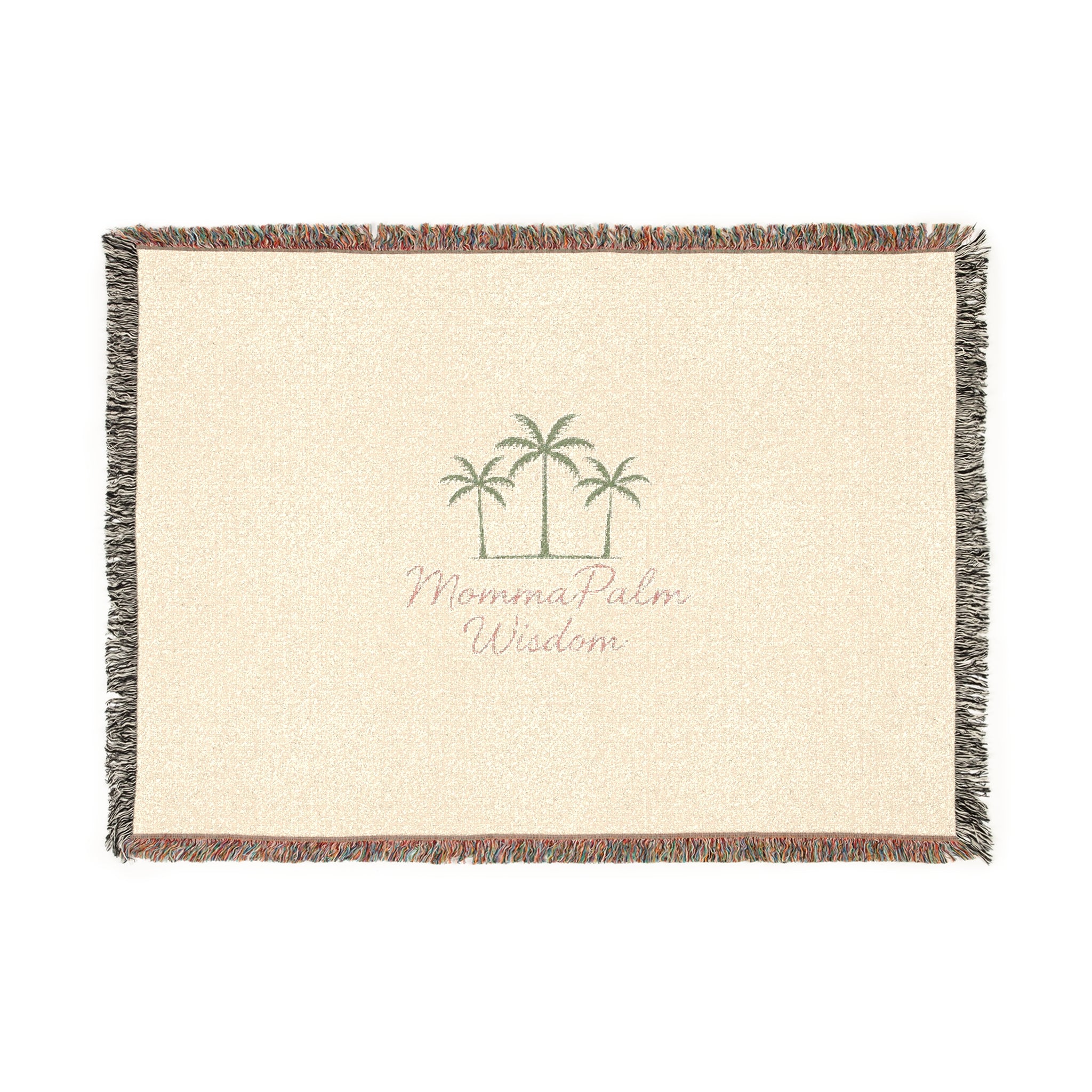 Palms Welcome Woven Blanket — Tropical Throw with 'Please come in, Welcome' Design