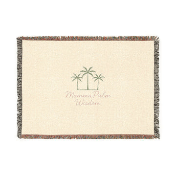 Palms Welcome Woven Blanket — Tropical Throw with 'Please come in, Welcome' Design