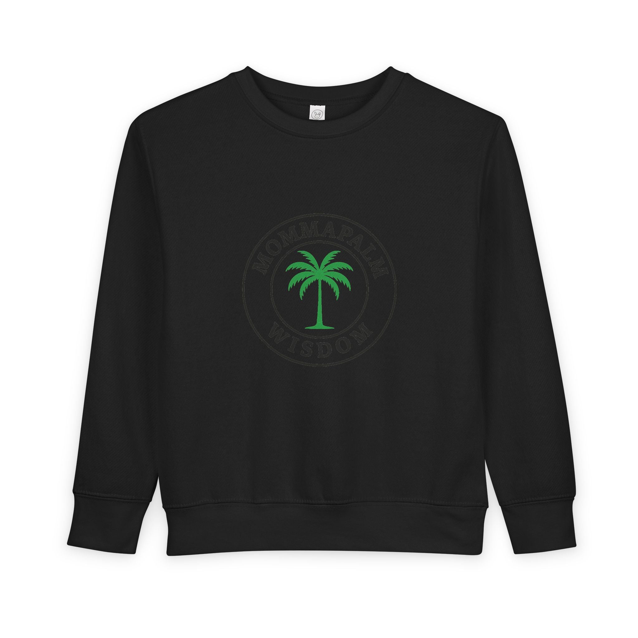Toddler Sweatshirt — "Momma Palm Wisdom" Palm Tree Graphic Cozy Crewneck