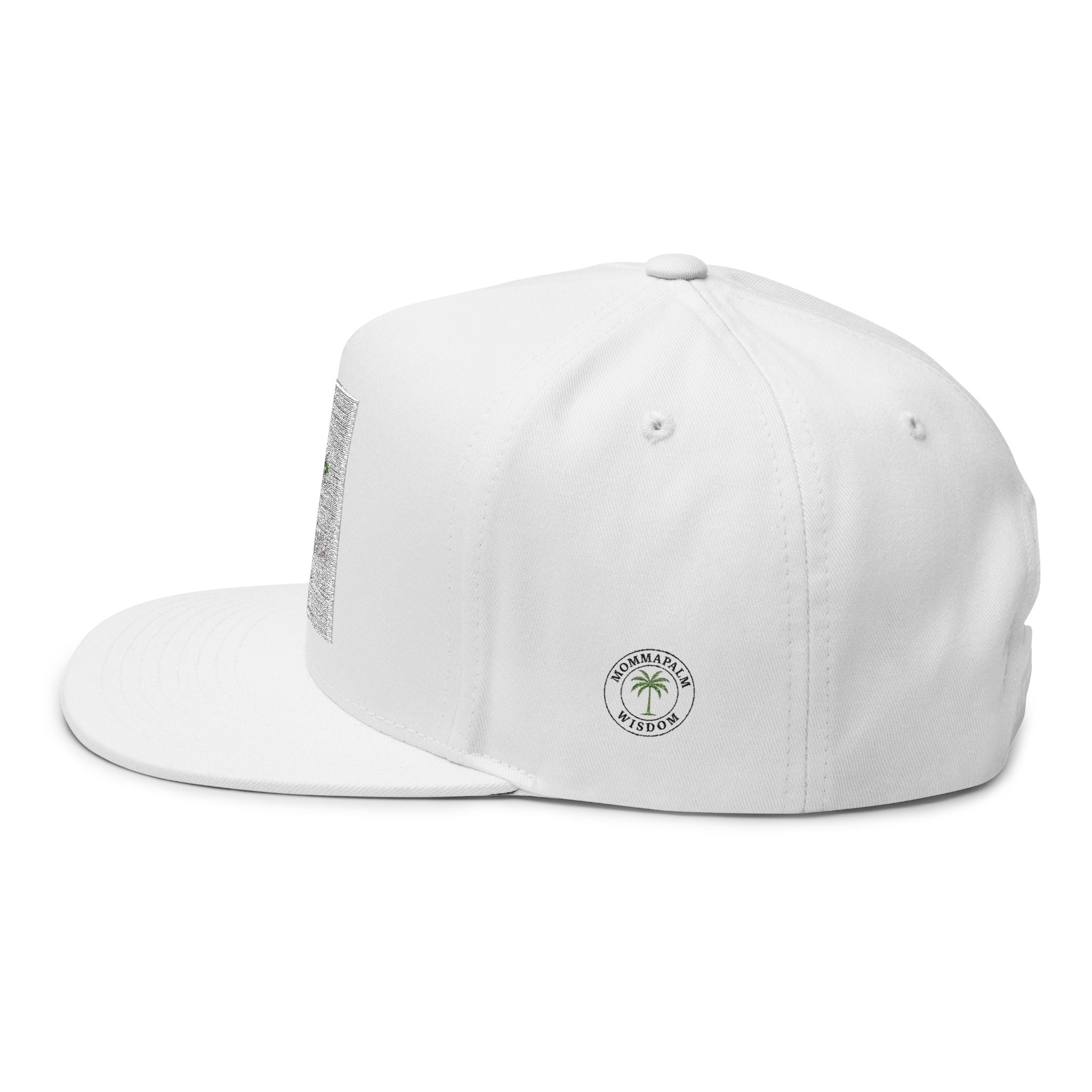 Palm Tree Embroidered Flat Bill Cap — Tropical Vacation Snapback