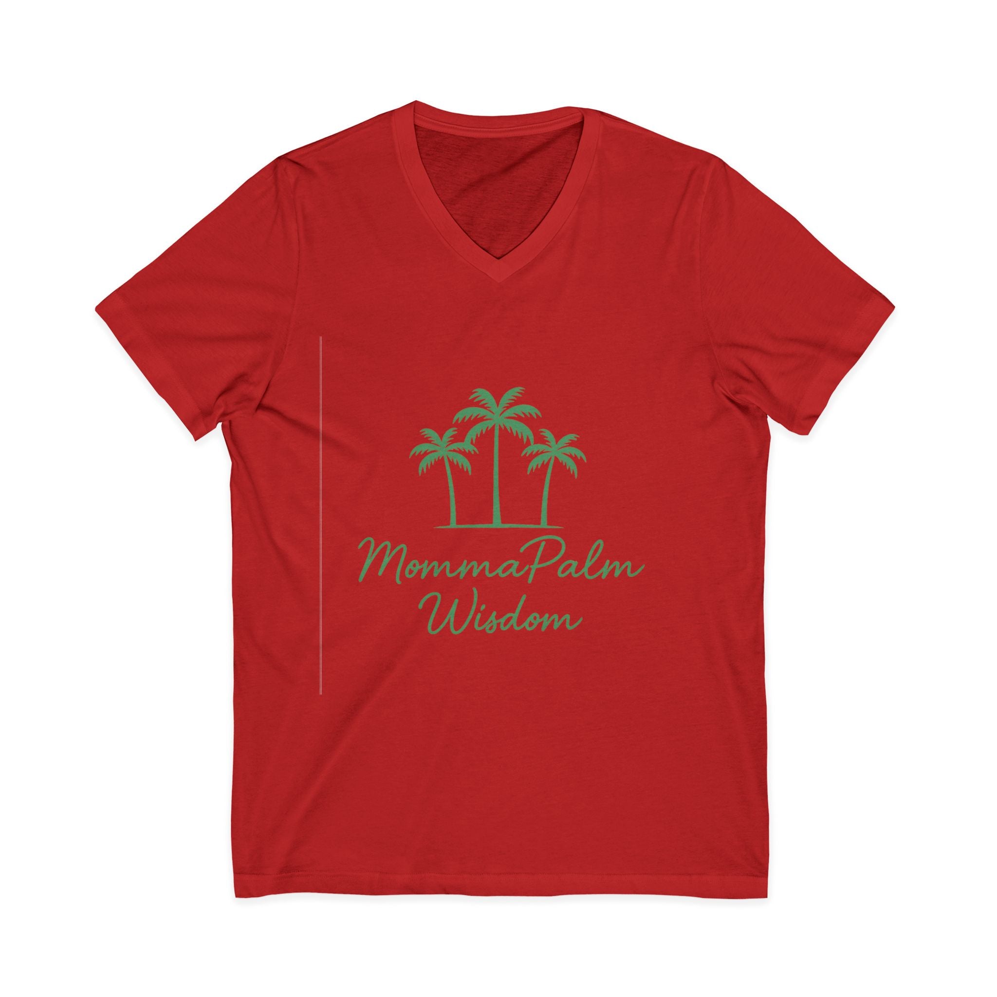 Palm Momma V‑Neck Tee — 'Momma Palm Wisdom' Tropical Cotton Shirt