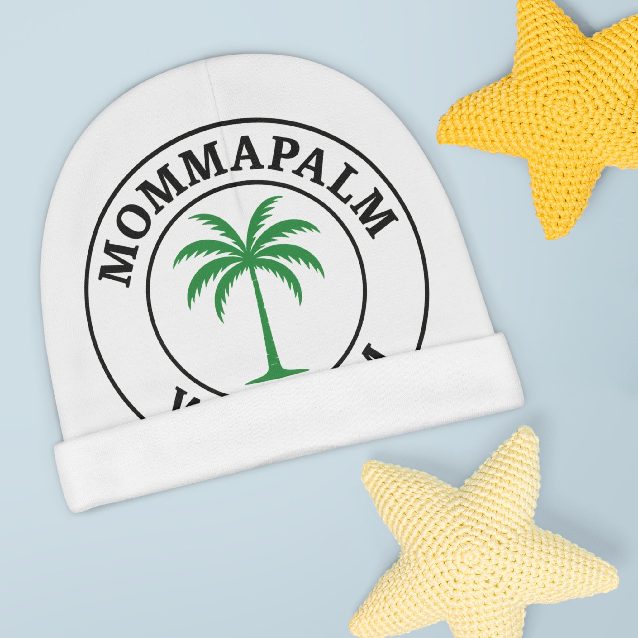 Baby Beanie — “Mommapalm Wisdom” Palm Tree Infant Knit Hat